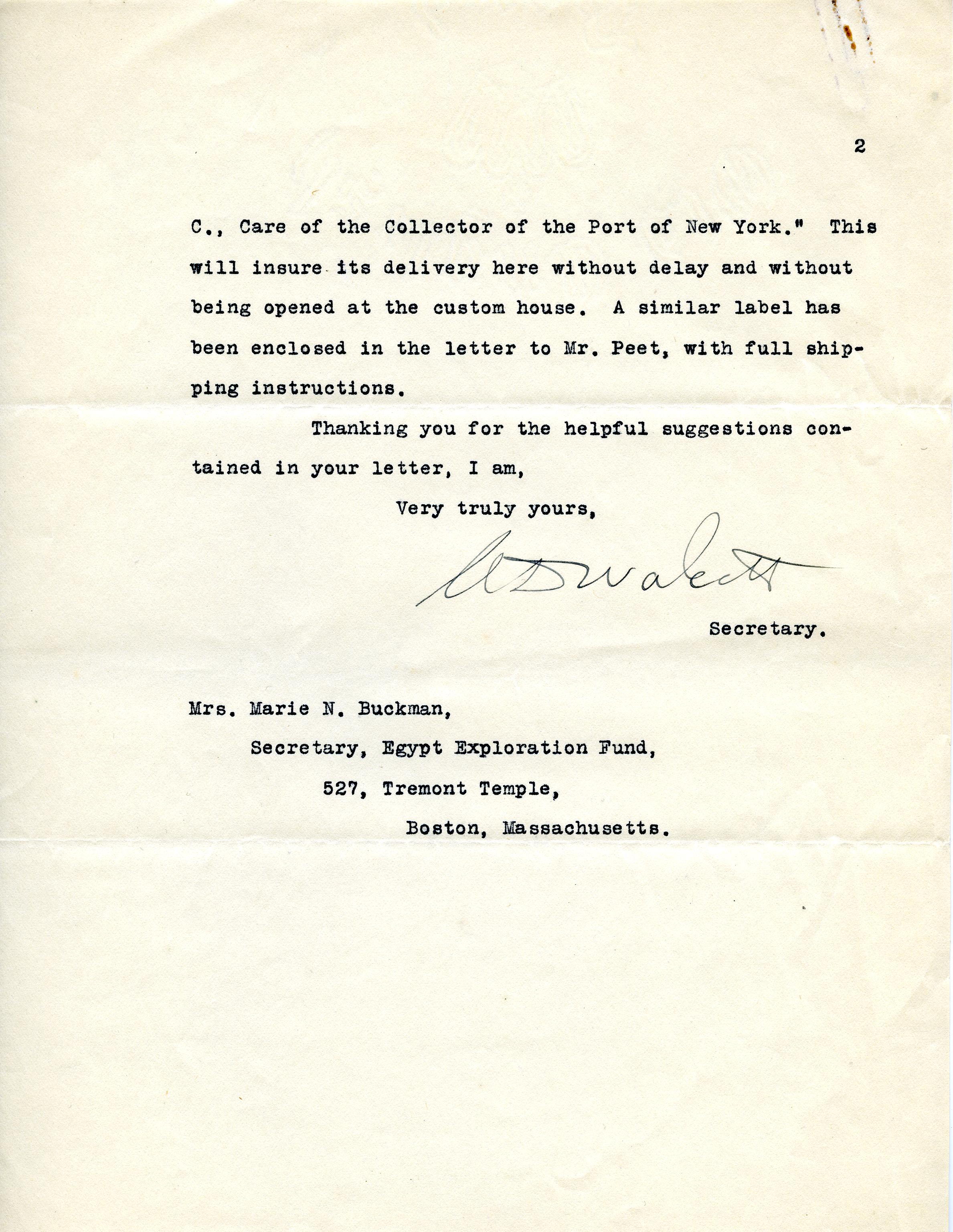 1913 Correspondence American museums DIST.36.10b