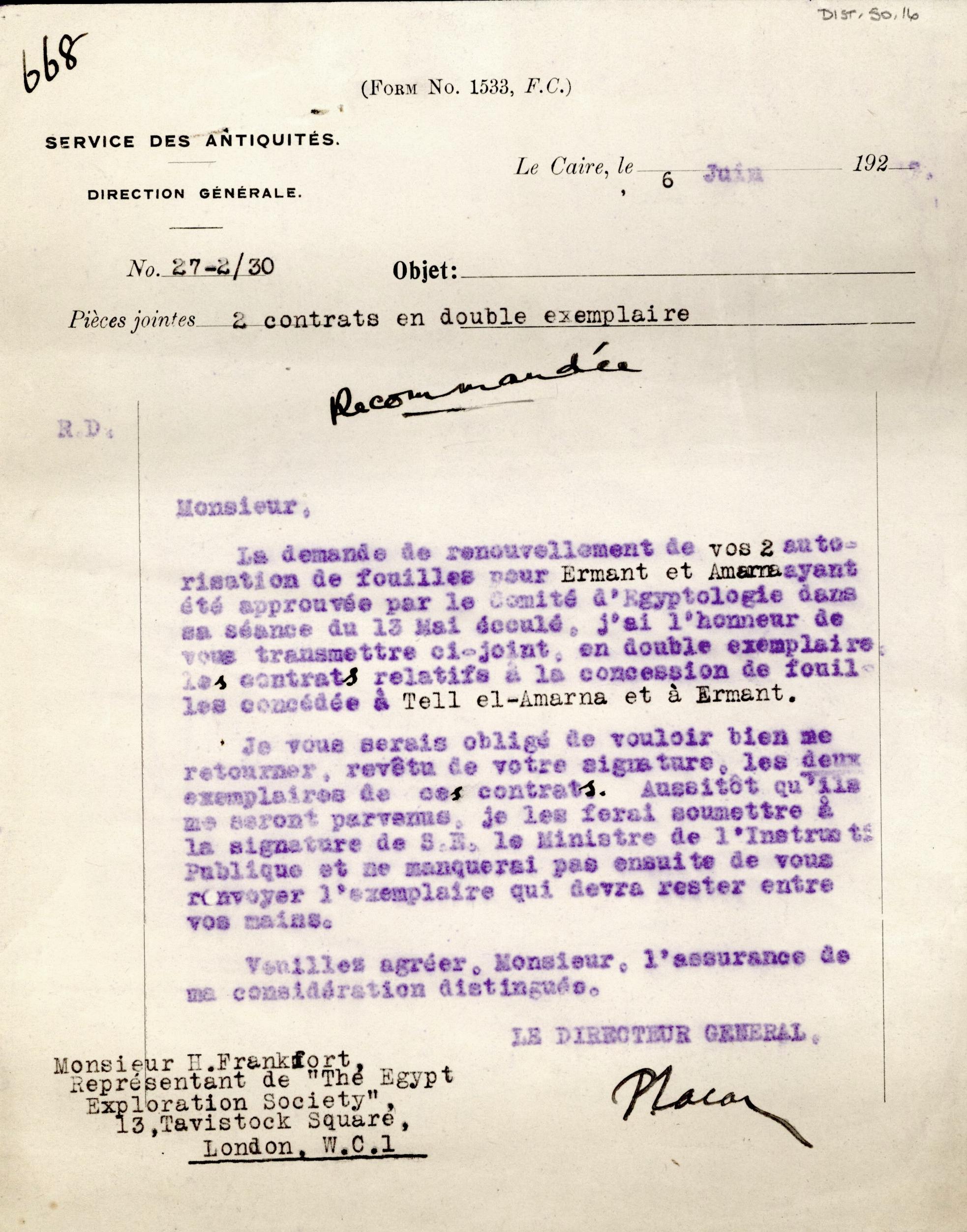 1926-39 correspondence with Antiquities Service DIST.50.16