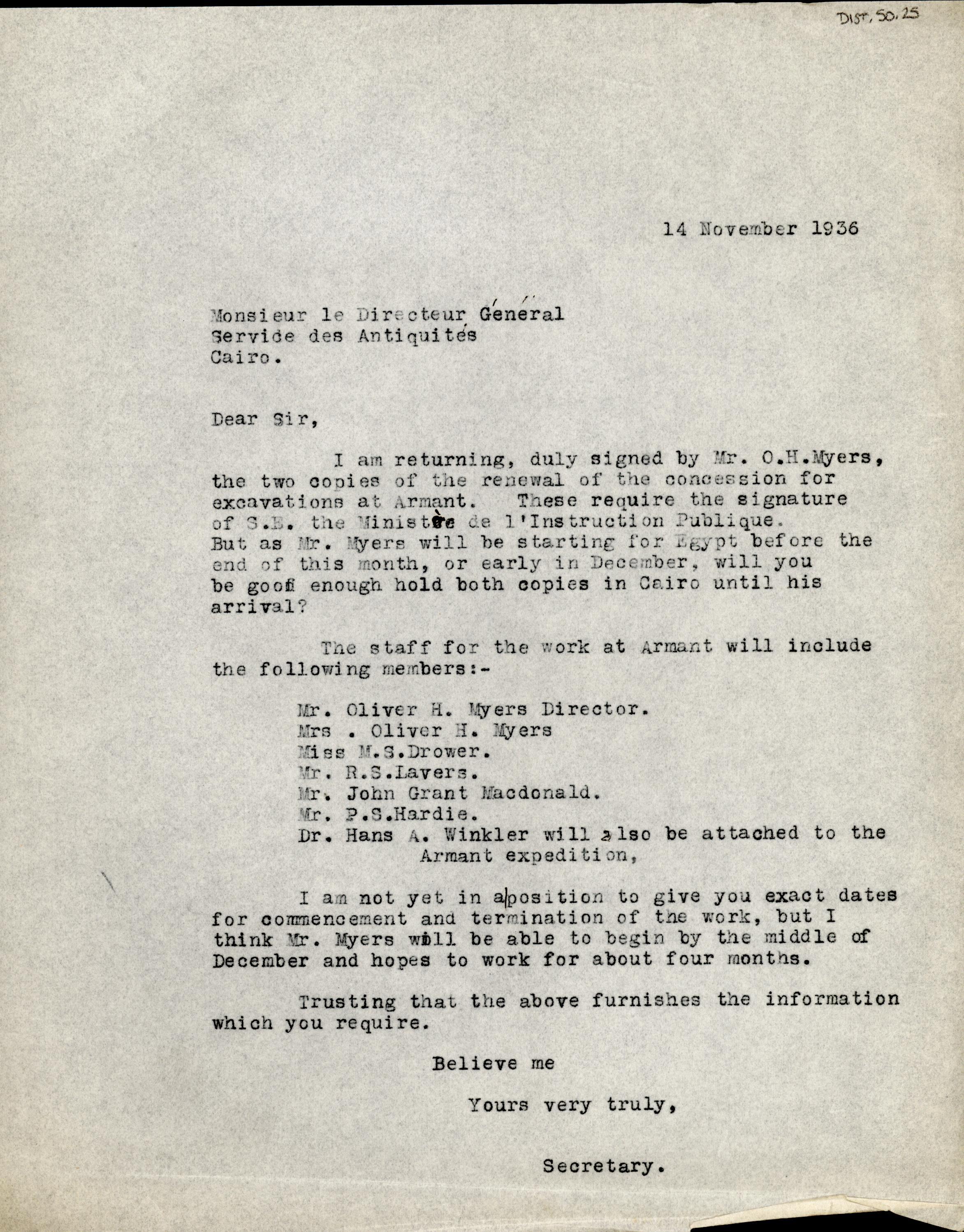 1926-39 correspondence with Antiquities Service DIST.50.25