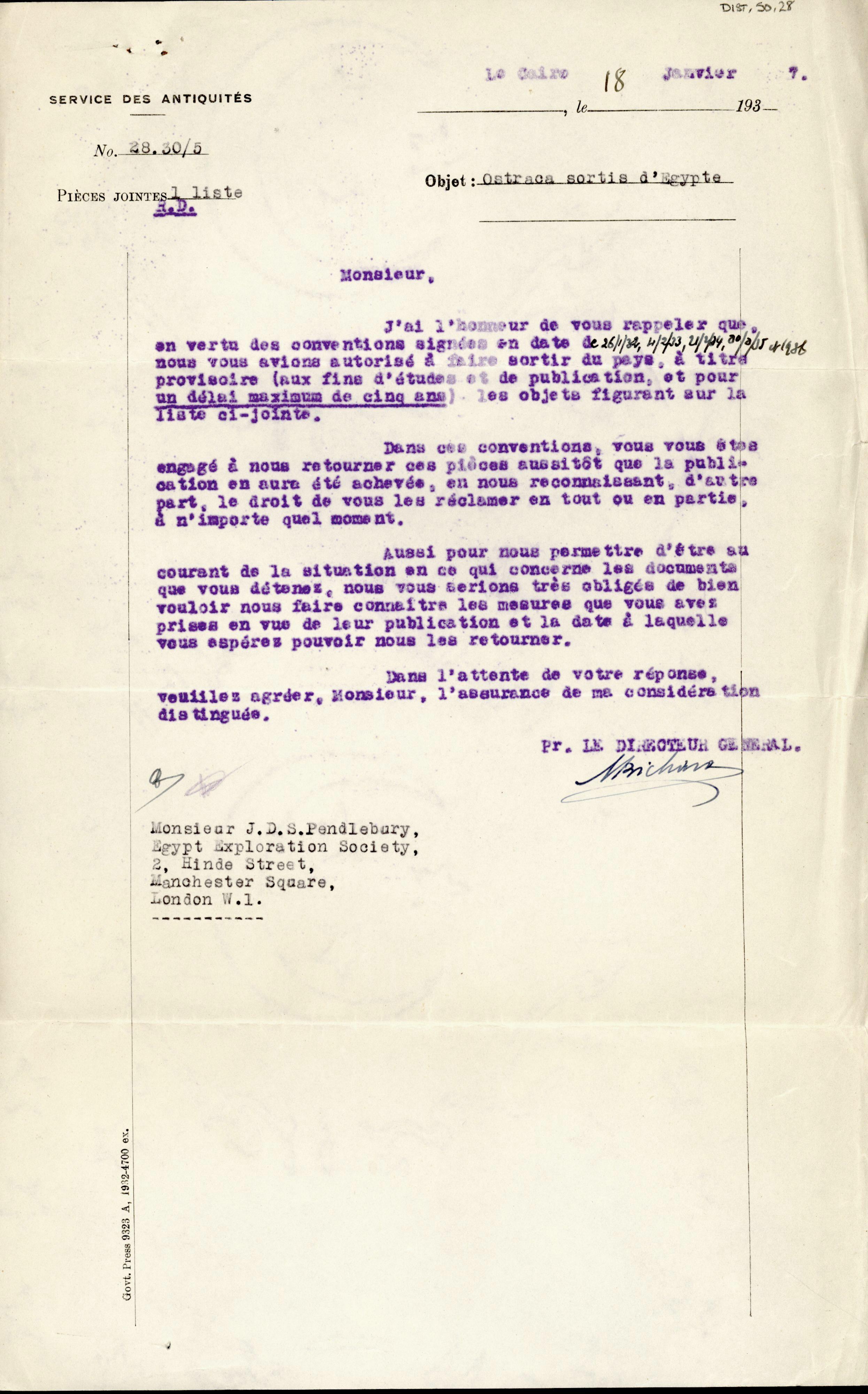 1926-39 correspondence with Antiquities Service DIST.50.28