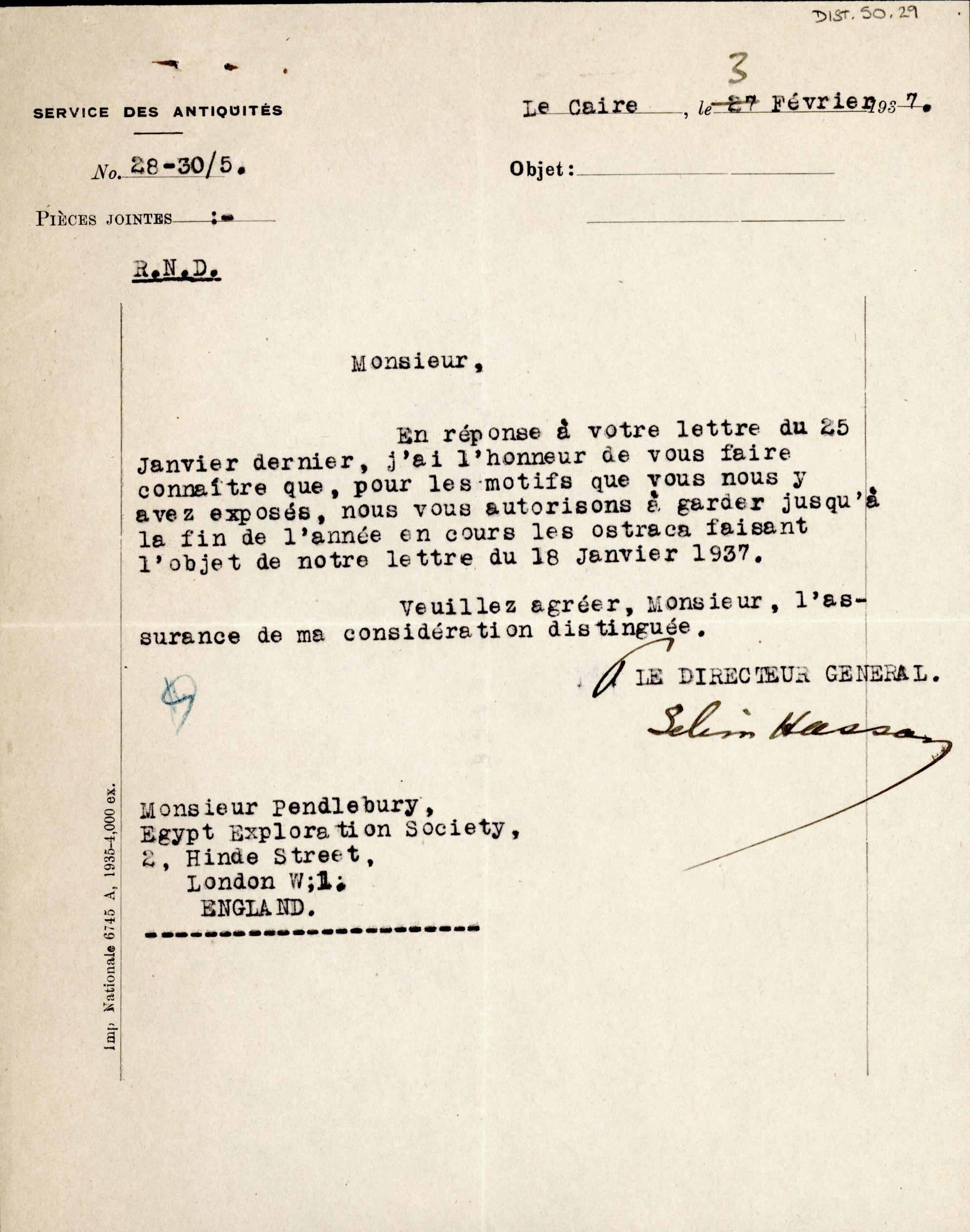 1926-39 correspondence with Antiquities Service DIST.50.29