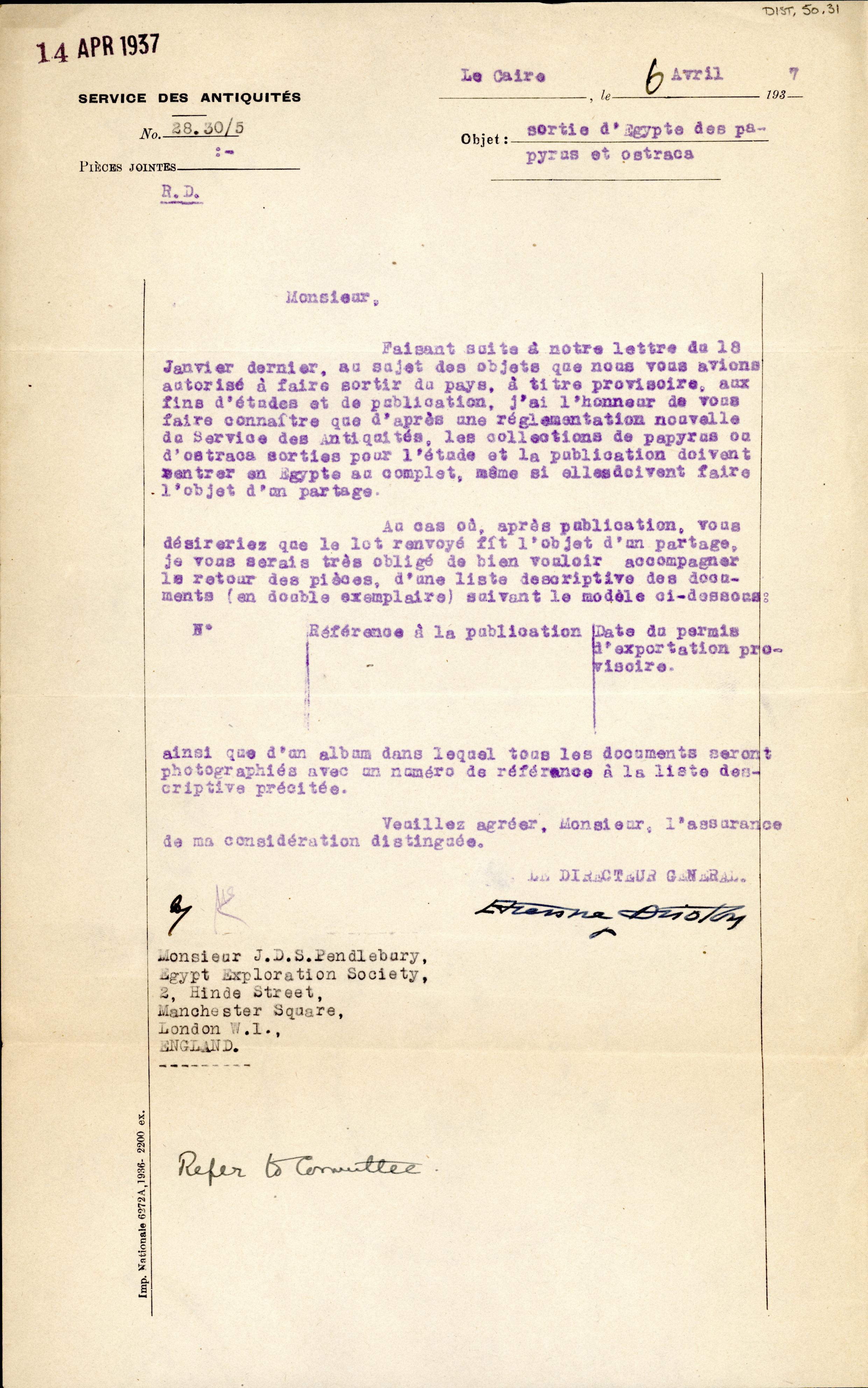 1926-39 correspondence with Antiquities Service DIST.50.31