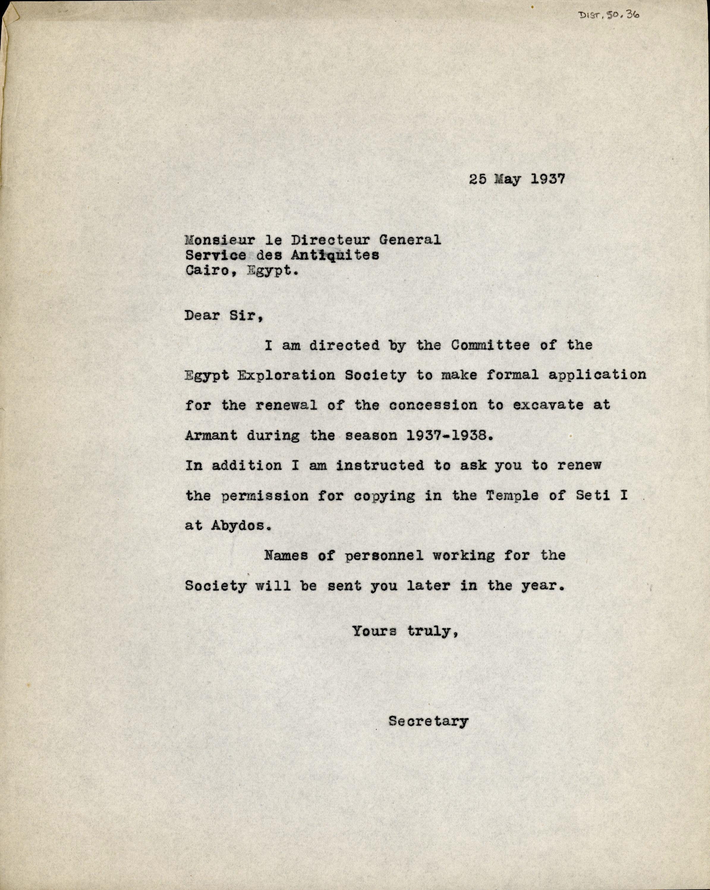 1926-39 correspondence with Antiquities Service DIST.50.36