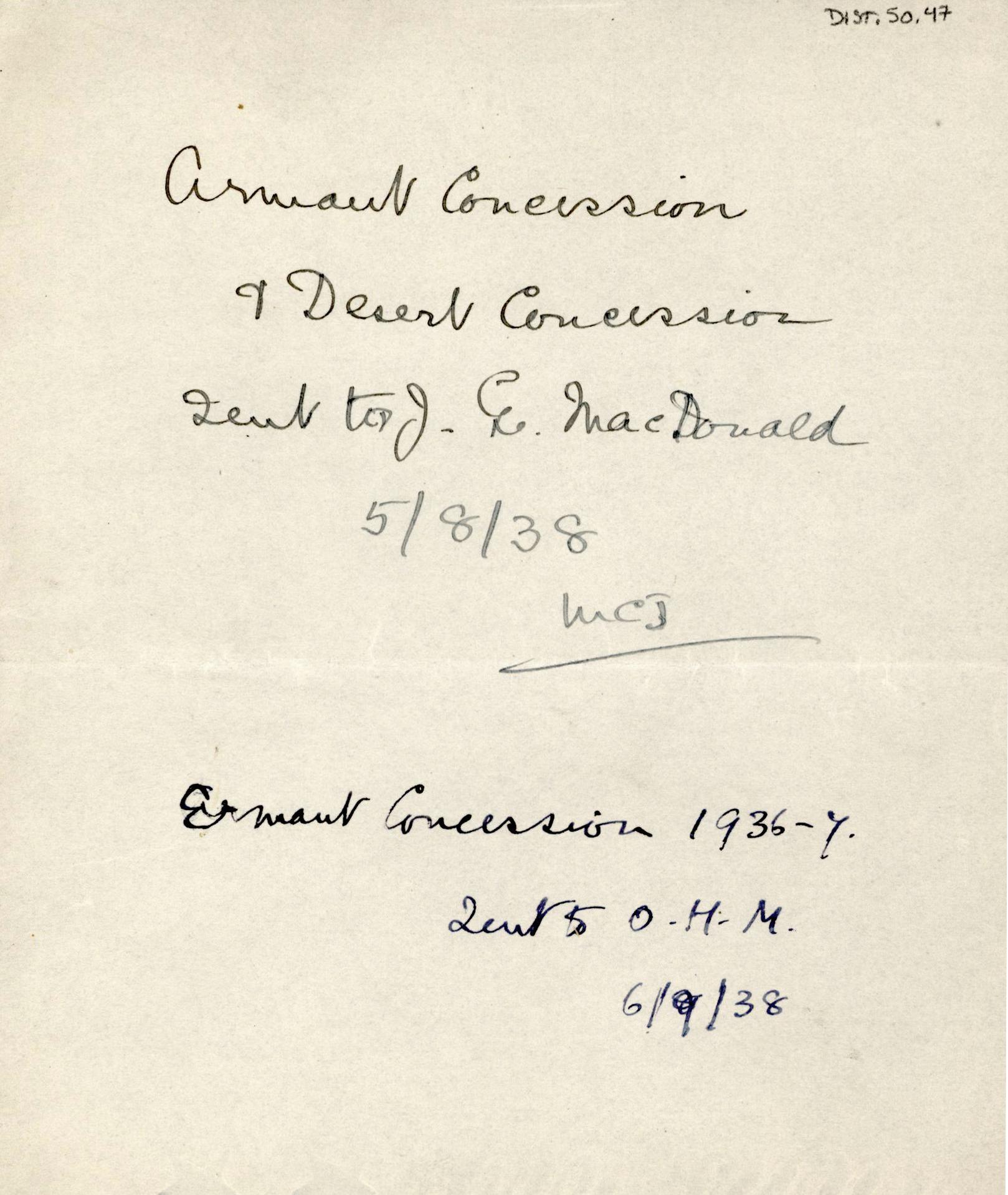 1926-39 correspondence with Antiquities Service DIST.50.47