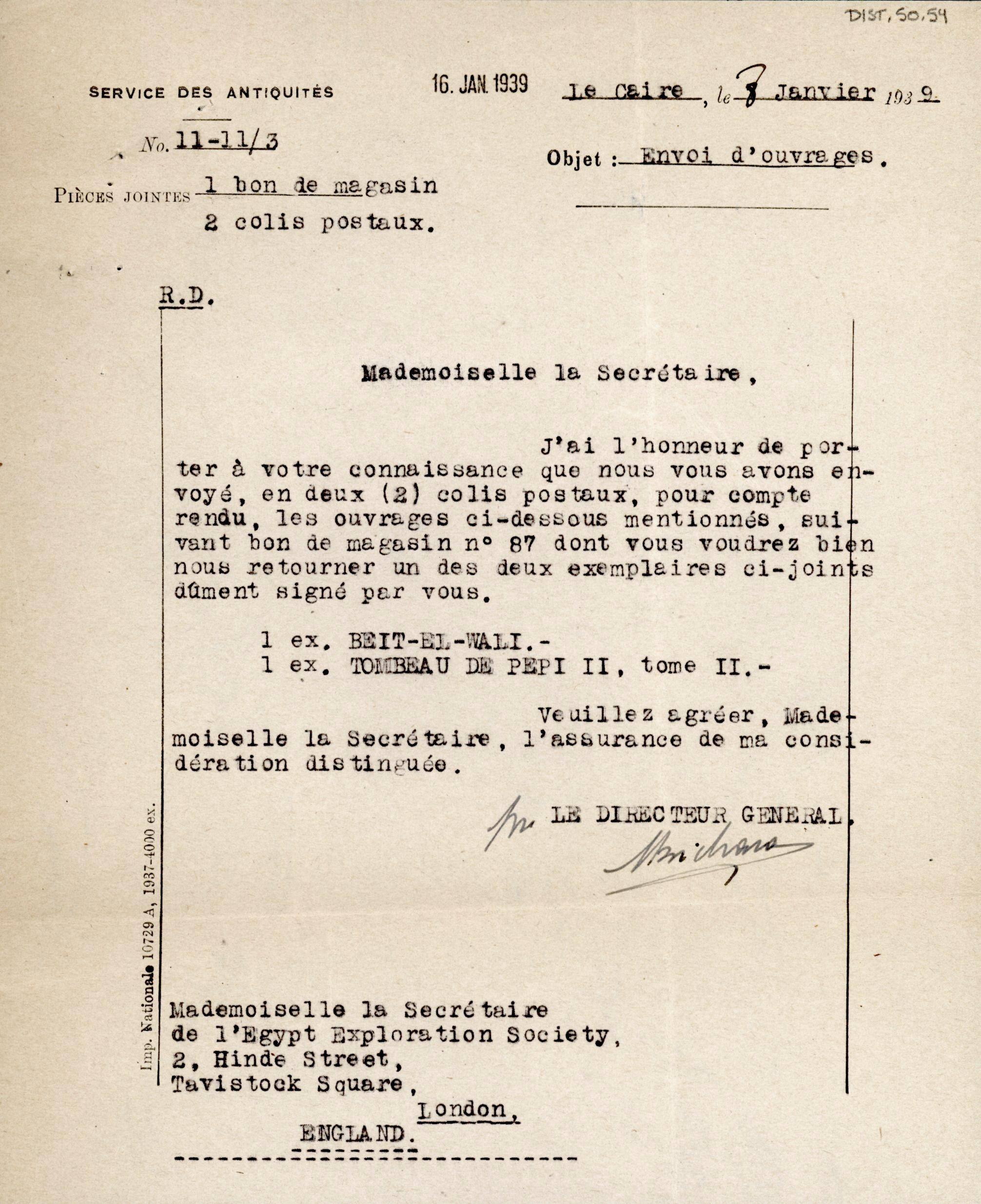 1926-39 correspondence with Antiquities Service DIST.50.54