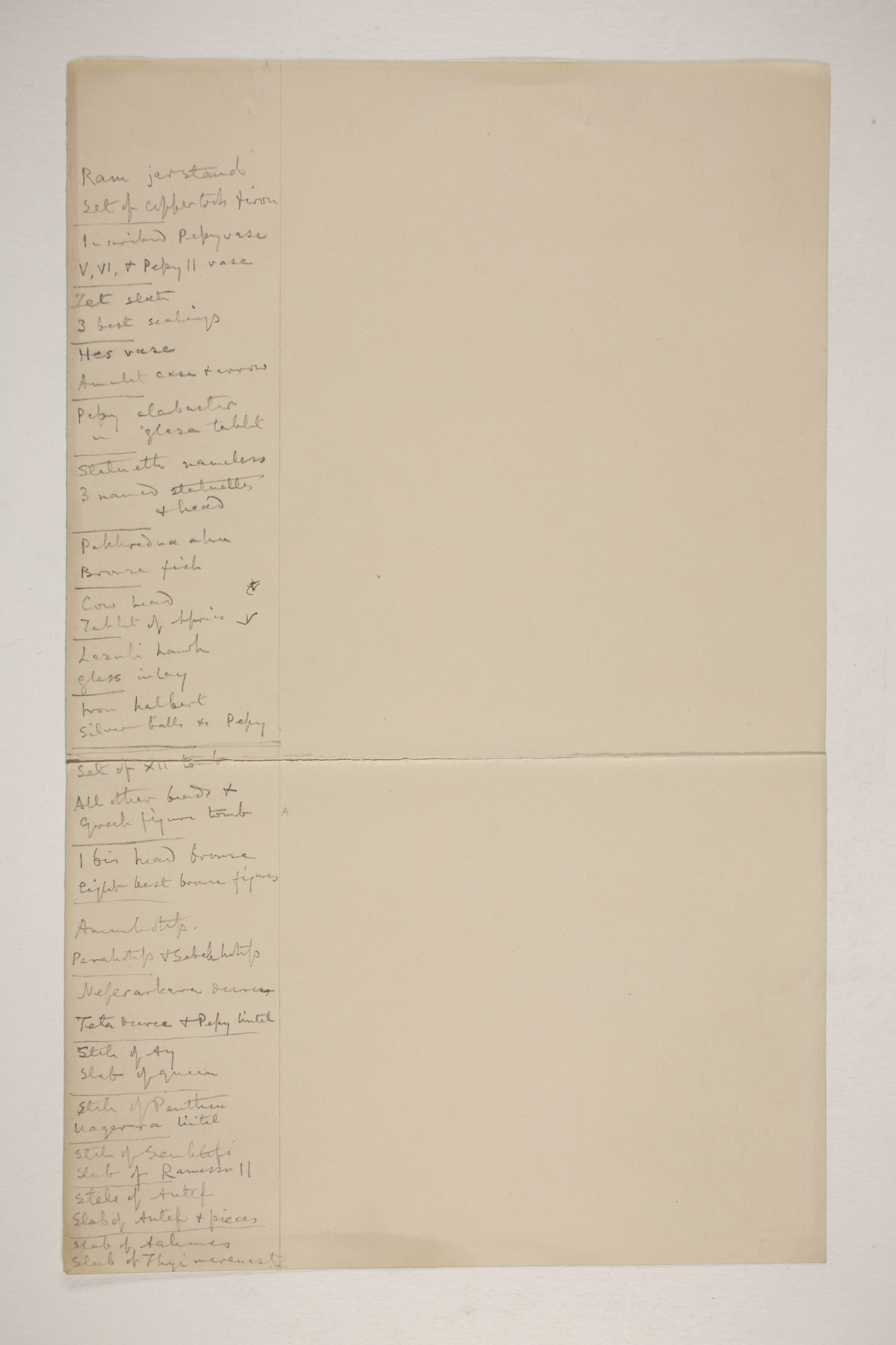 1902-03 Abydos Object list PMA/WFP1/D/11/64
