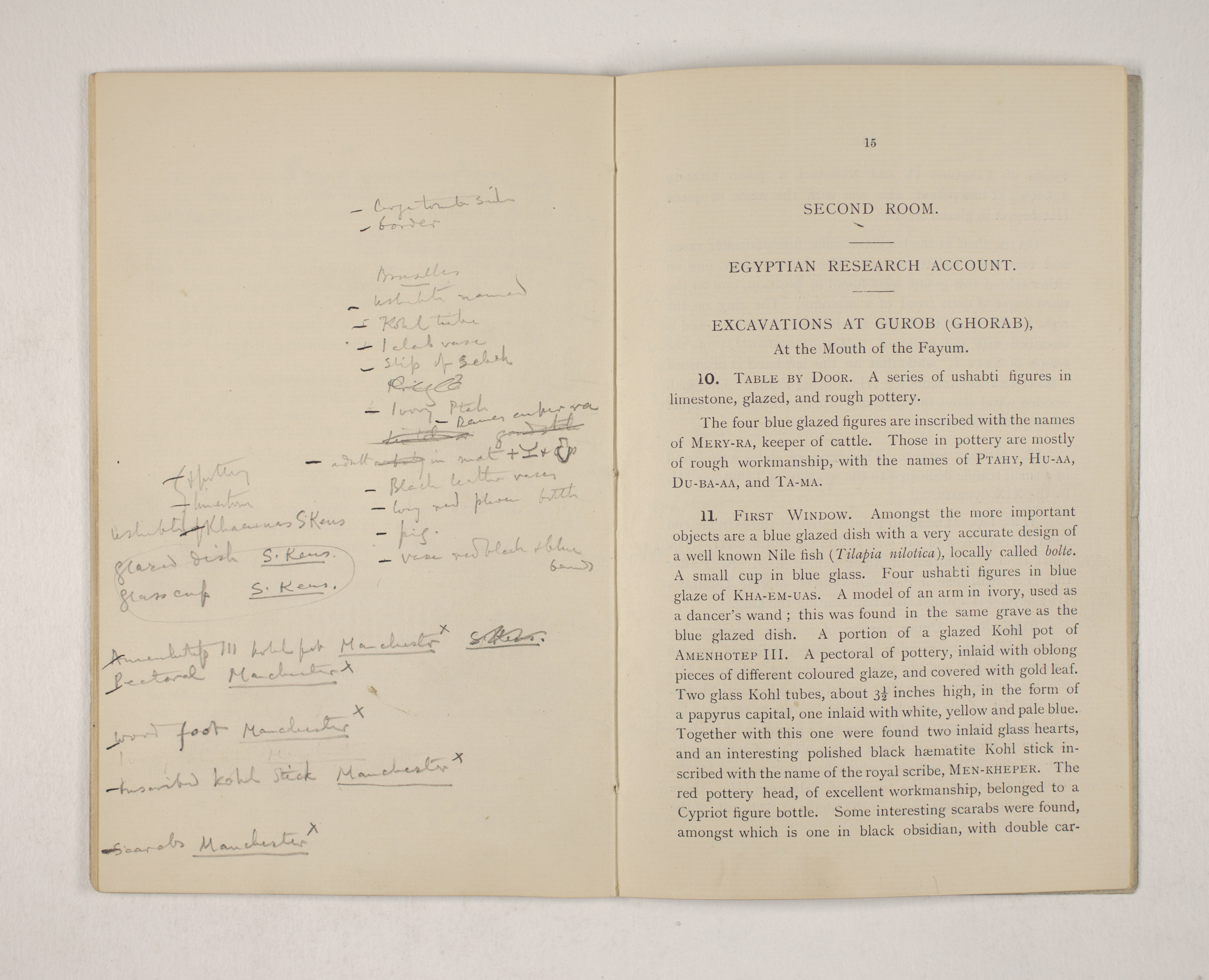 1903-04 Abydos, Ihnasya, Tell el-Fara’in, Saqqara, Gurob, Deir el-Bahri, Oxyrhynchus Exhibition Catalogue PMA/WFP1/D/12/12.17