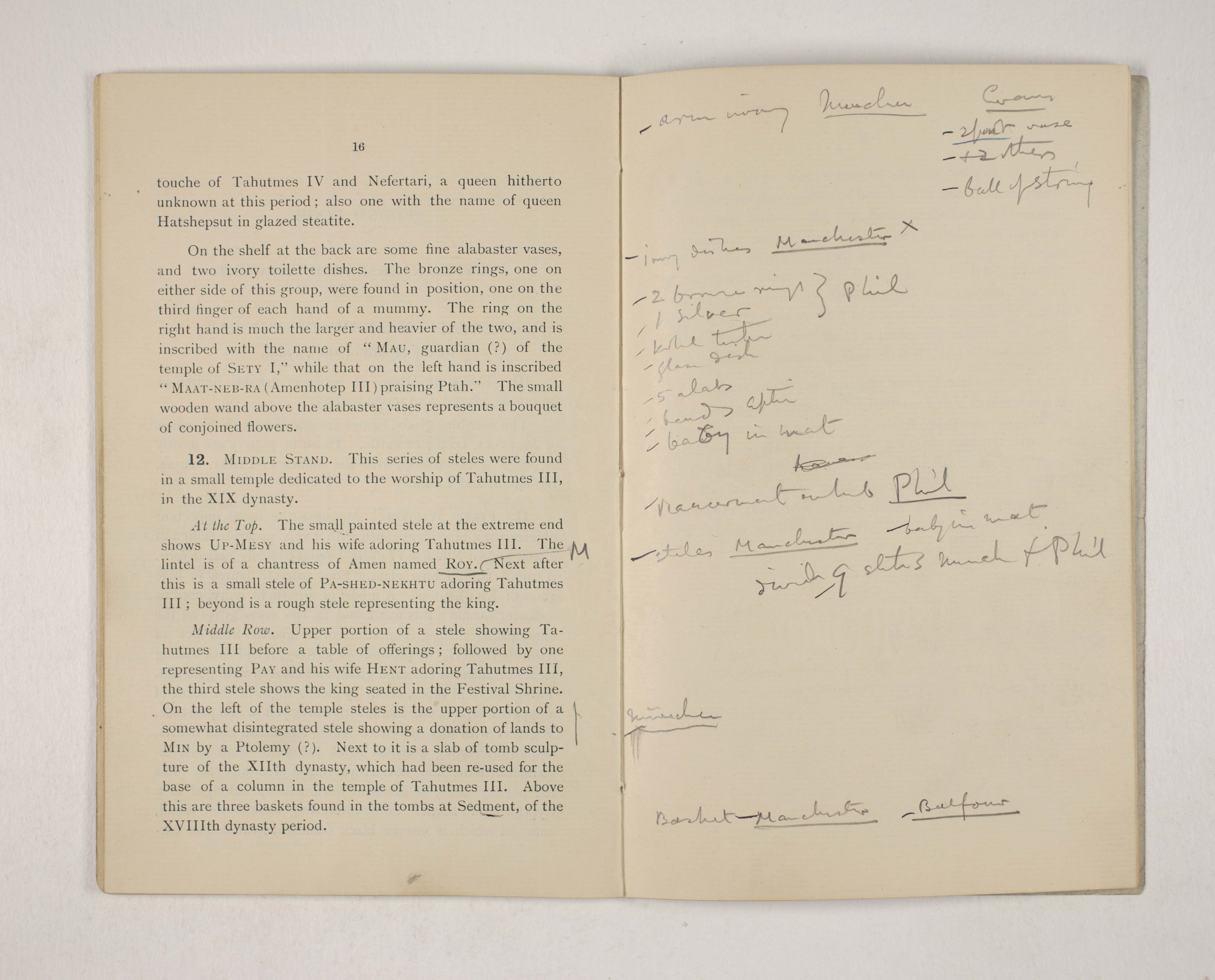 1903-04 Abydos, Ihnasya, Tell el-Fara’in, Saqqara, Gurob, Deir el-Bahri, Oxyrhynchus Exhibition Catalogue PMA/WFP1/D/12/12.18