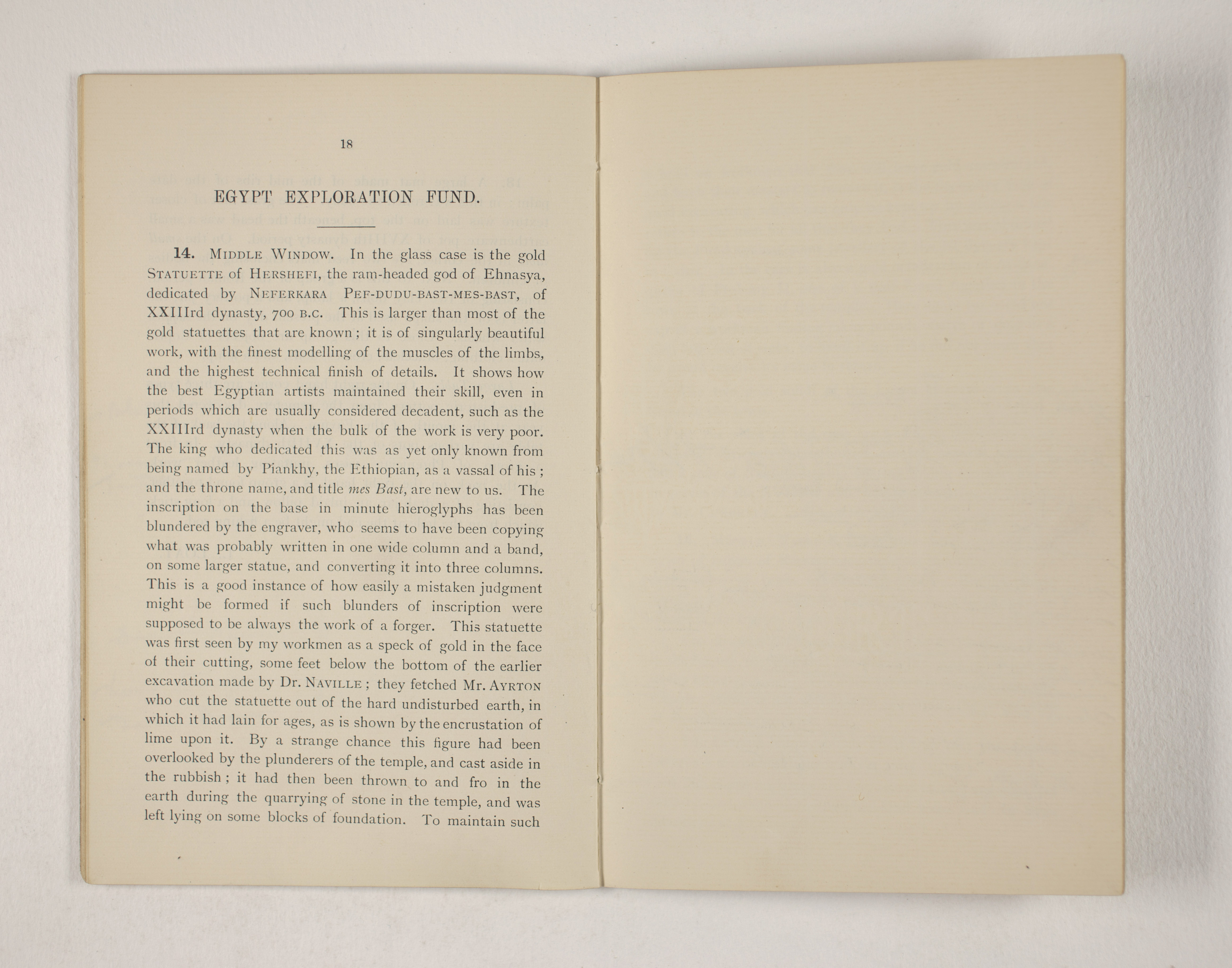 1903-04 Abydos, Ihnasya, Tell el-Fara’in, Saqqara, Gurob, Deir el-Bahri, Oxyrhynchus Exhibition Catalogue PMA/WFP1/D/12/12.20