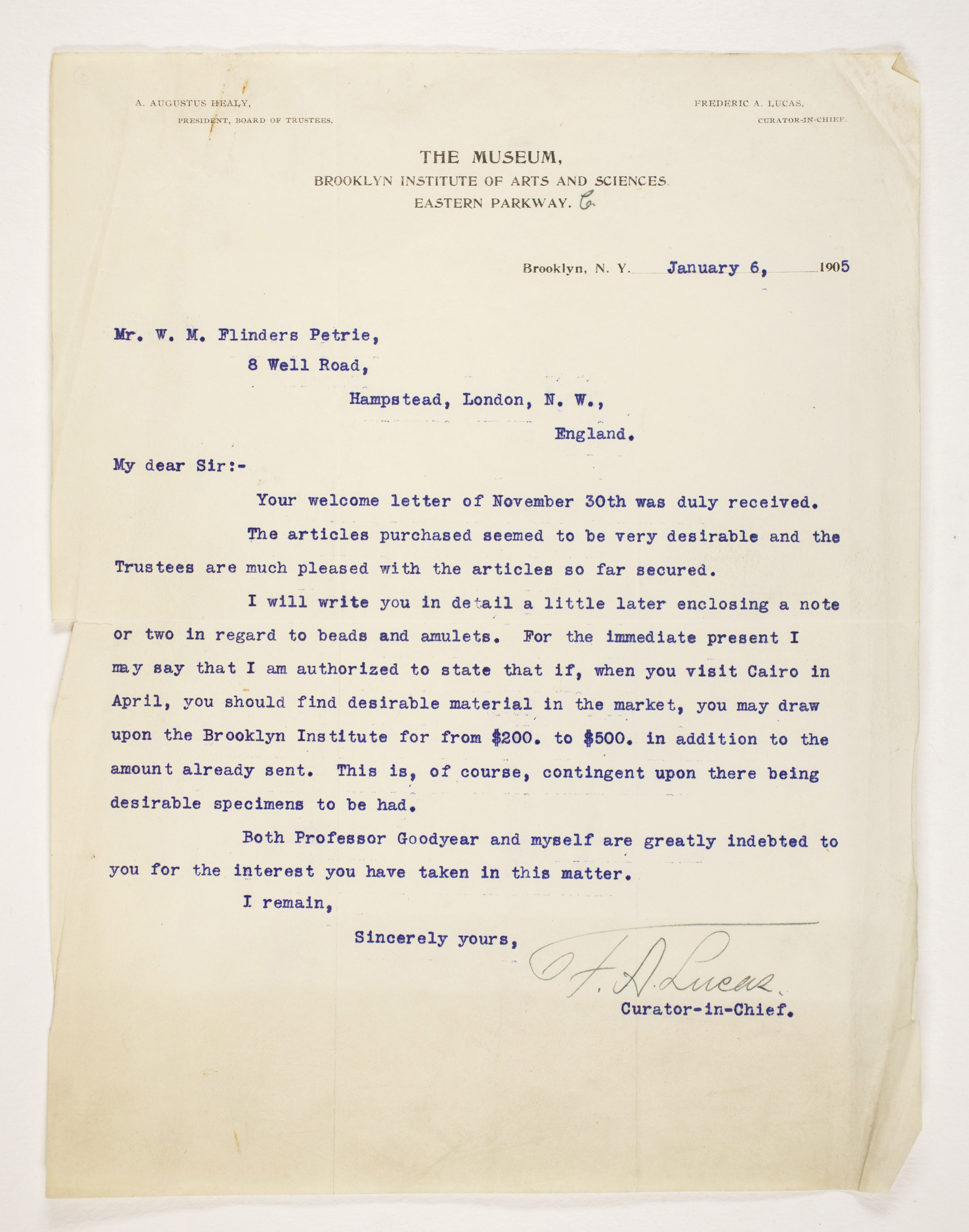 1904-05 Saqqara, Serabit el-Khadim, Sinai, Magharah, Sinai Correspondence PMA/WFP1/D/13/3