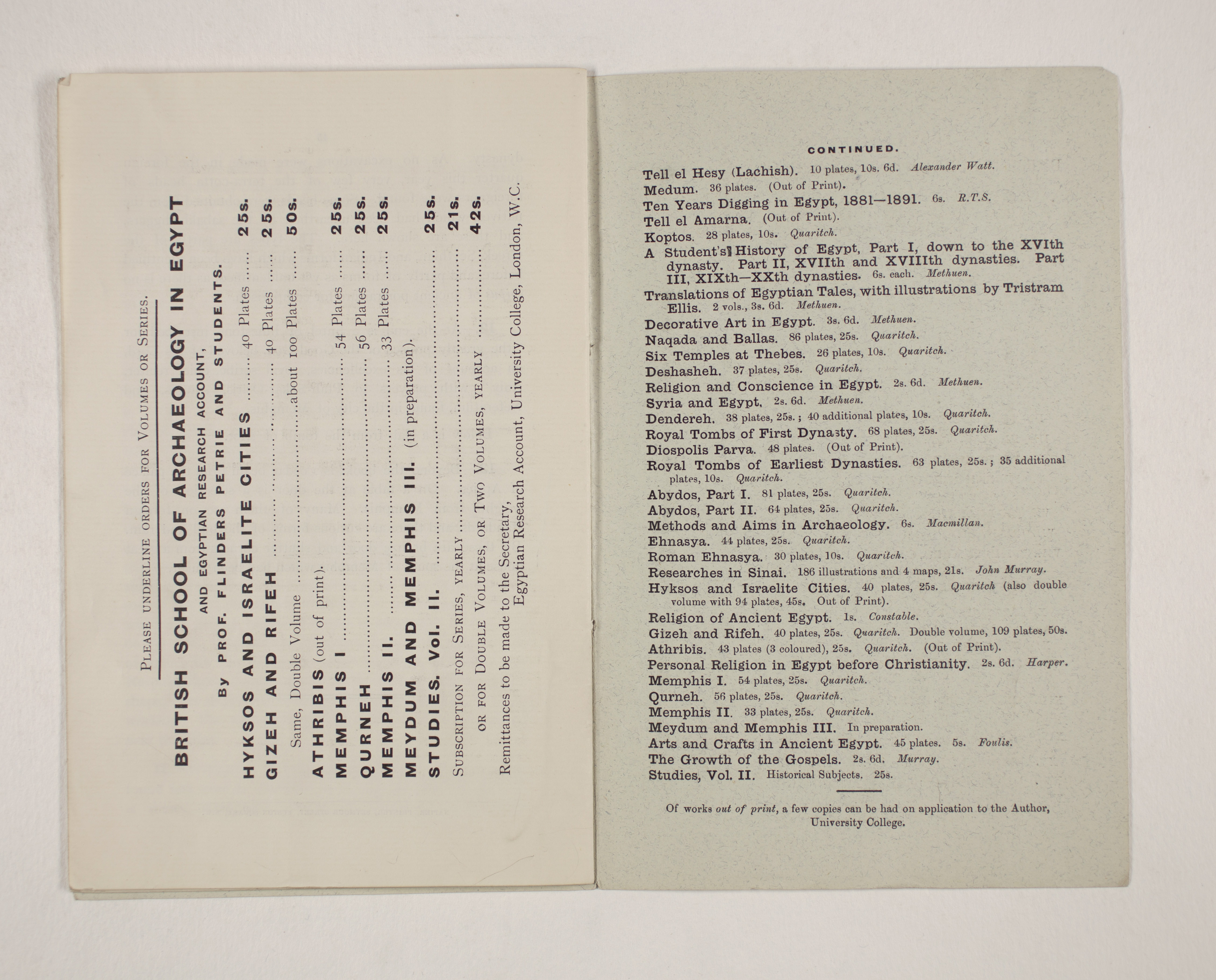 1909-10 Meidum, Memphis Exhibition catalogue PMA/WFP1/D/18/17.10