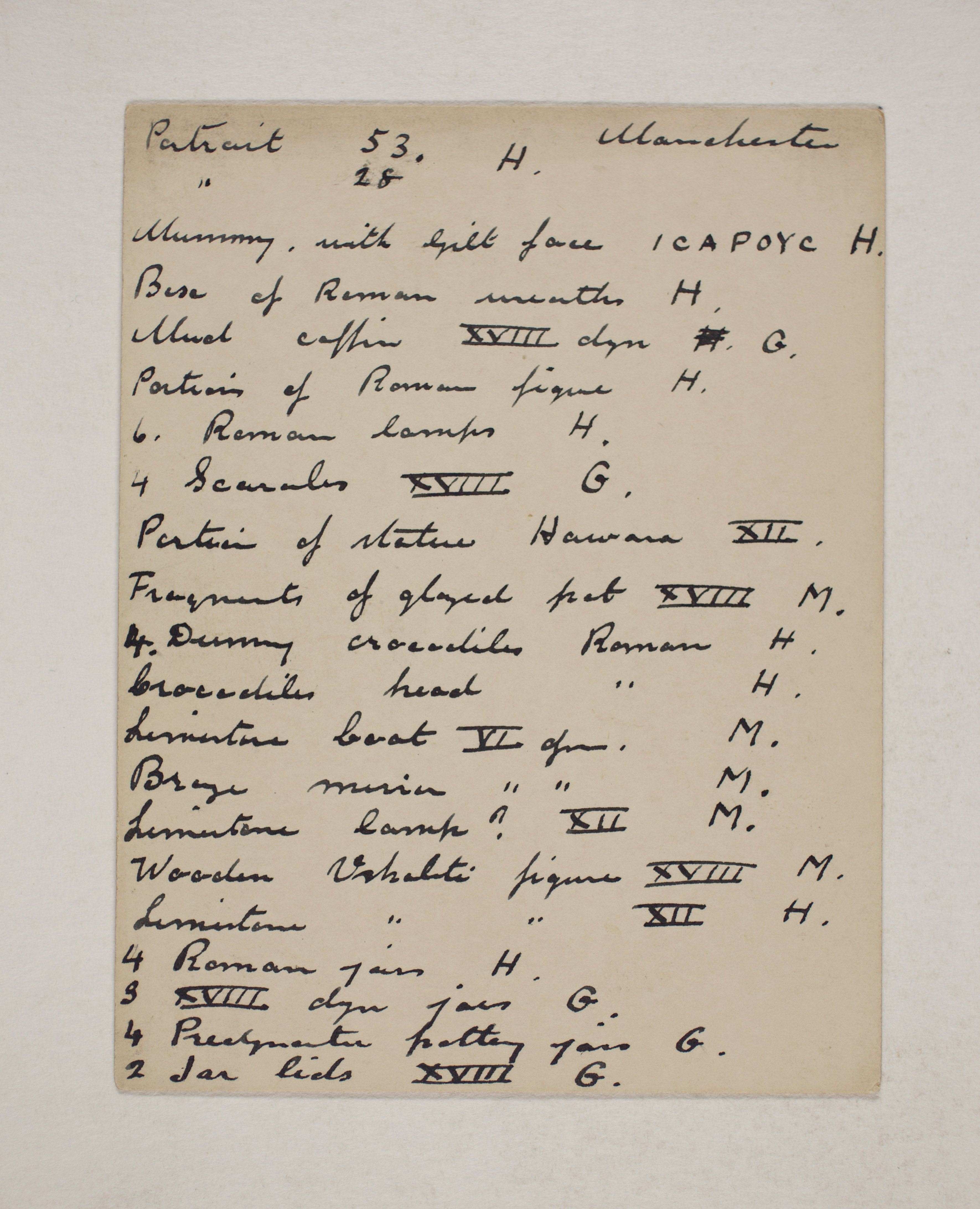 1910-11 Hawara, Gerzeh, Memphis, Mazghuneh Individual institution list  PMA/WFP1/D/19/26