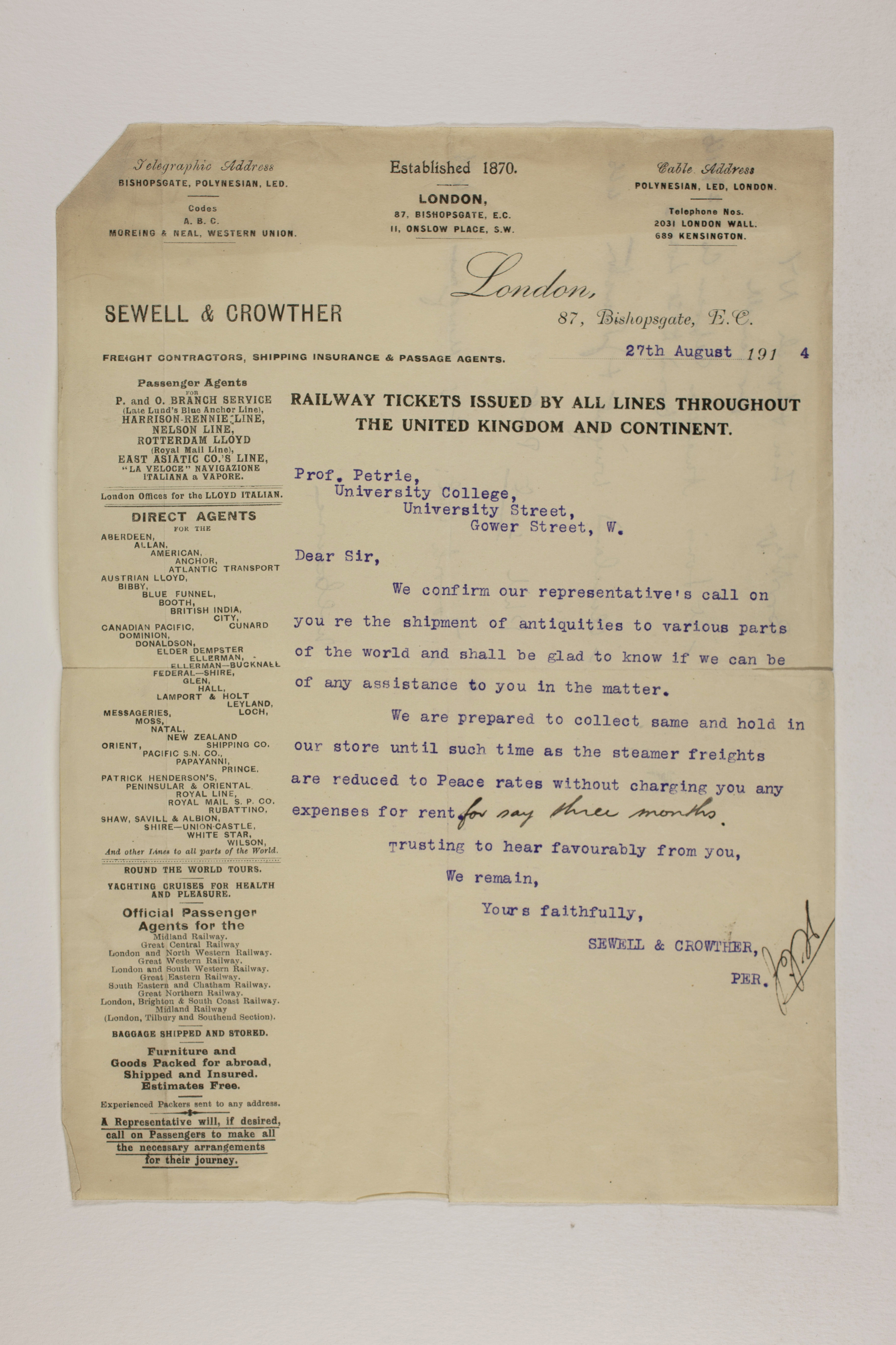 1913-14 Lahun, Haraga Correspondence PMA/WFP1/D/22/10.2
