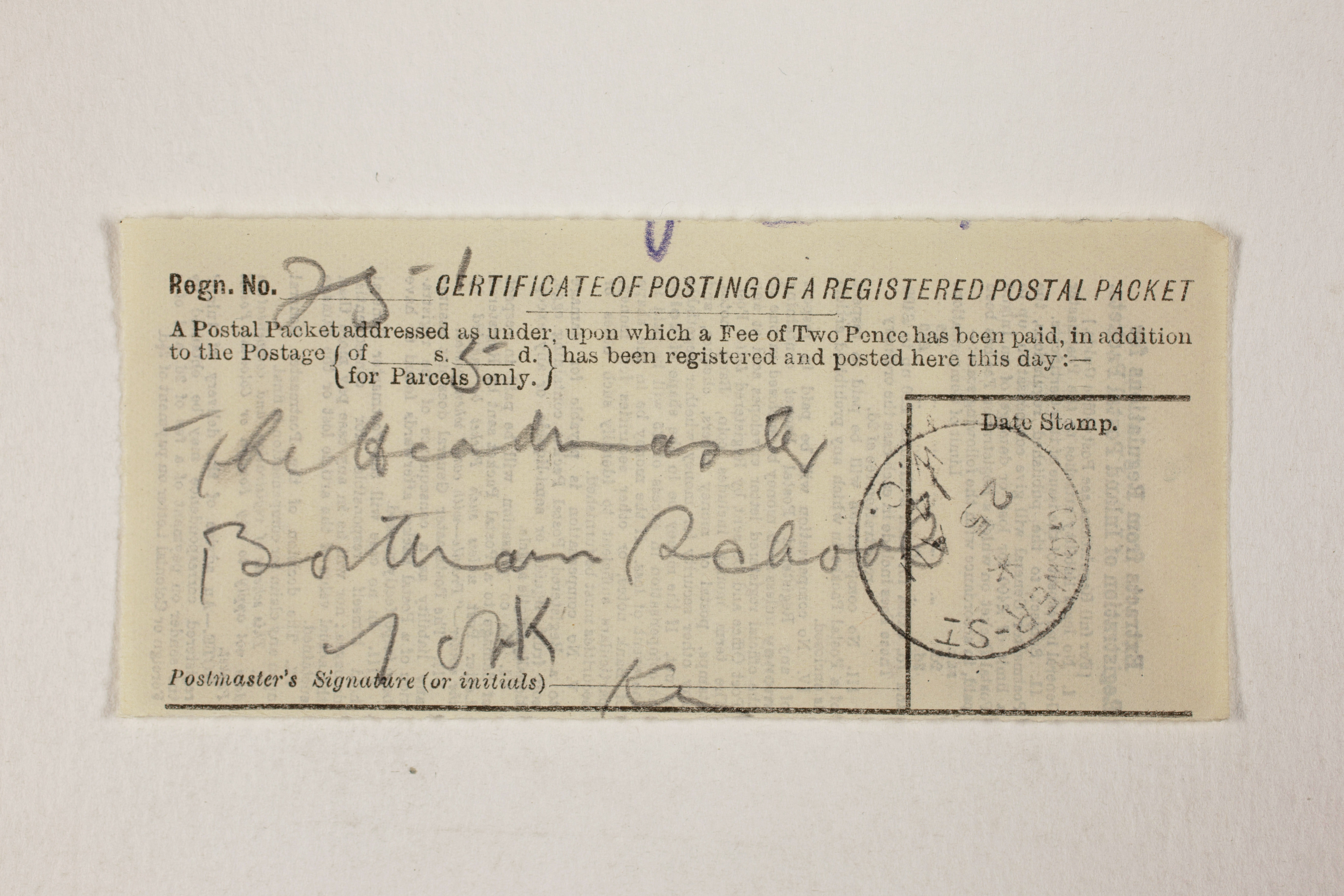 1913-14 Lahun, Haraga Mailing label PMA/WFP1/D/22/50.28