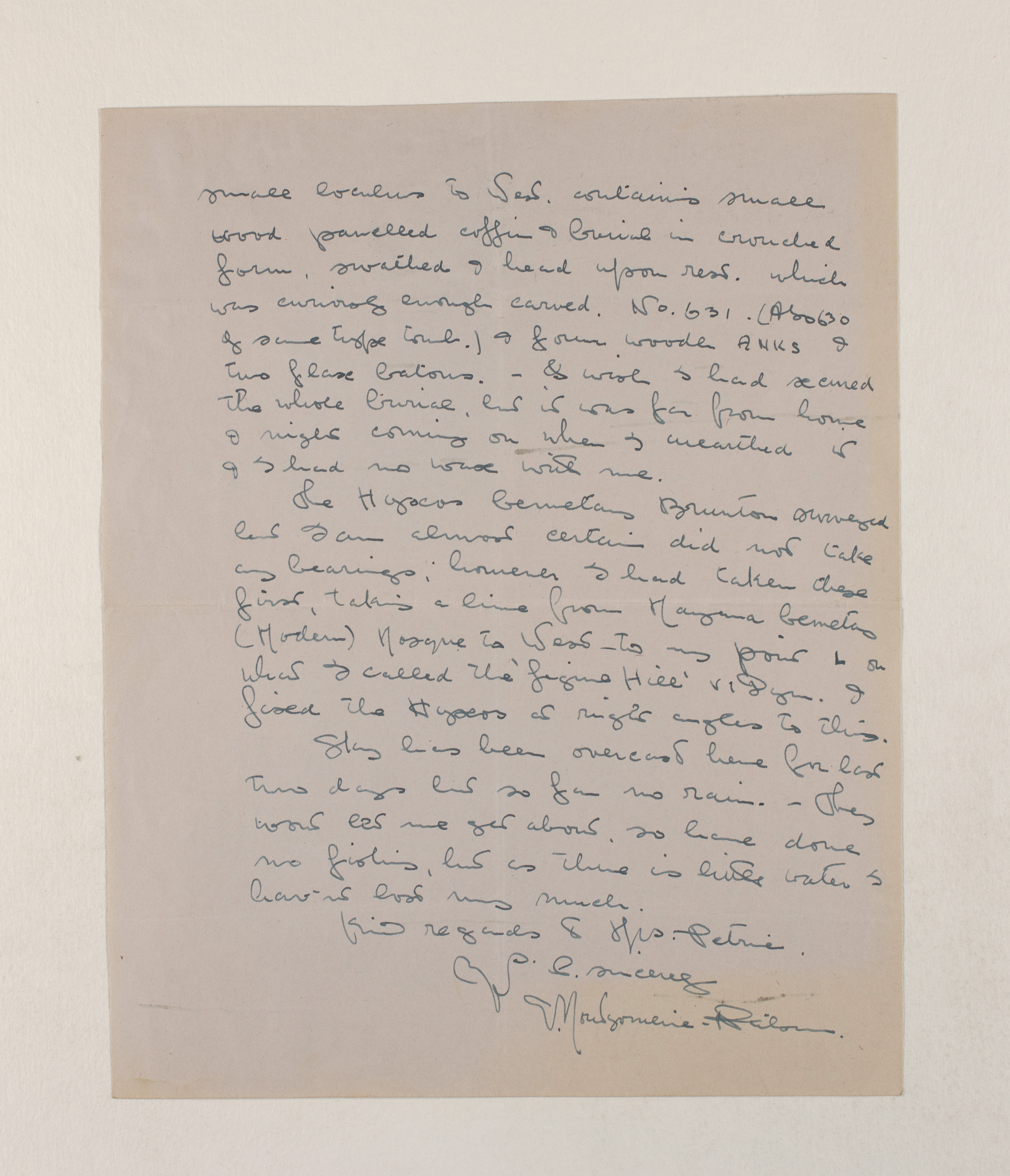 1919-21 Sedment, Lahun Correspondence PMA/WFP1/D/24/12.3