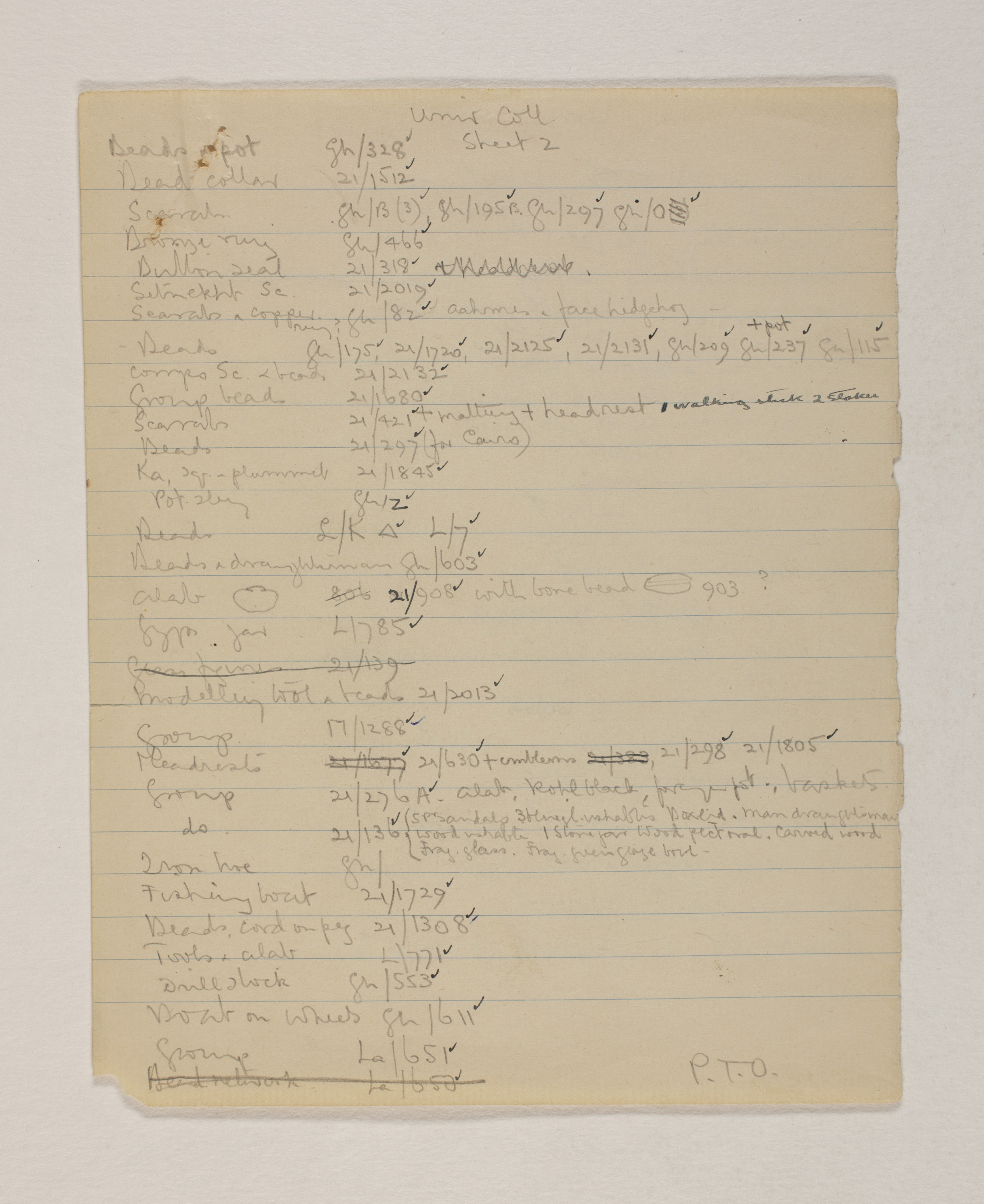 1919-21 Sedment, Lahun Individual institution list PMA/WFP1/D/24/33.2