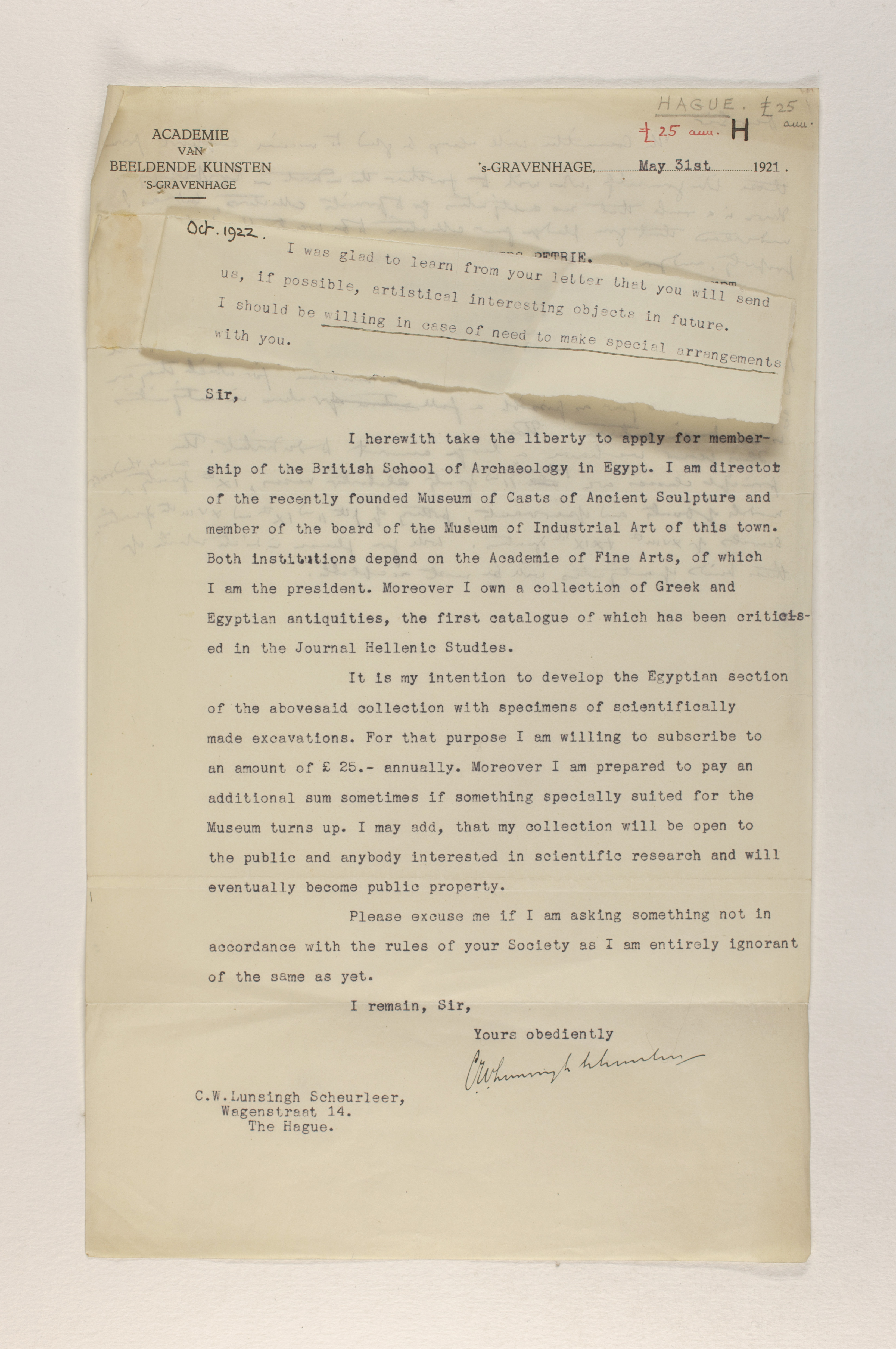 1919-21 Sedment, Lahun Correspondence PMA/WFP1/D/24/49.1
