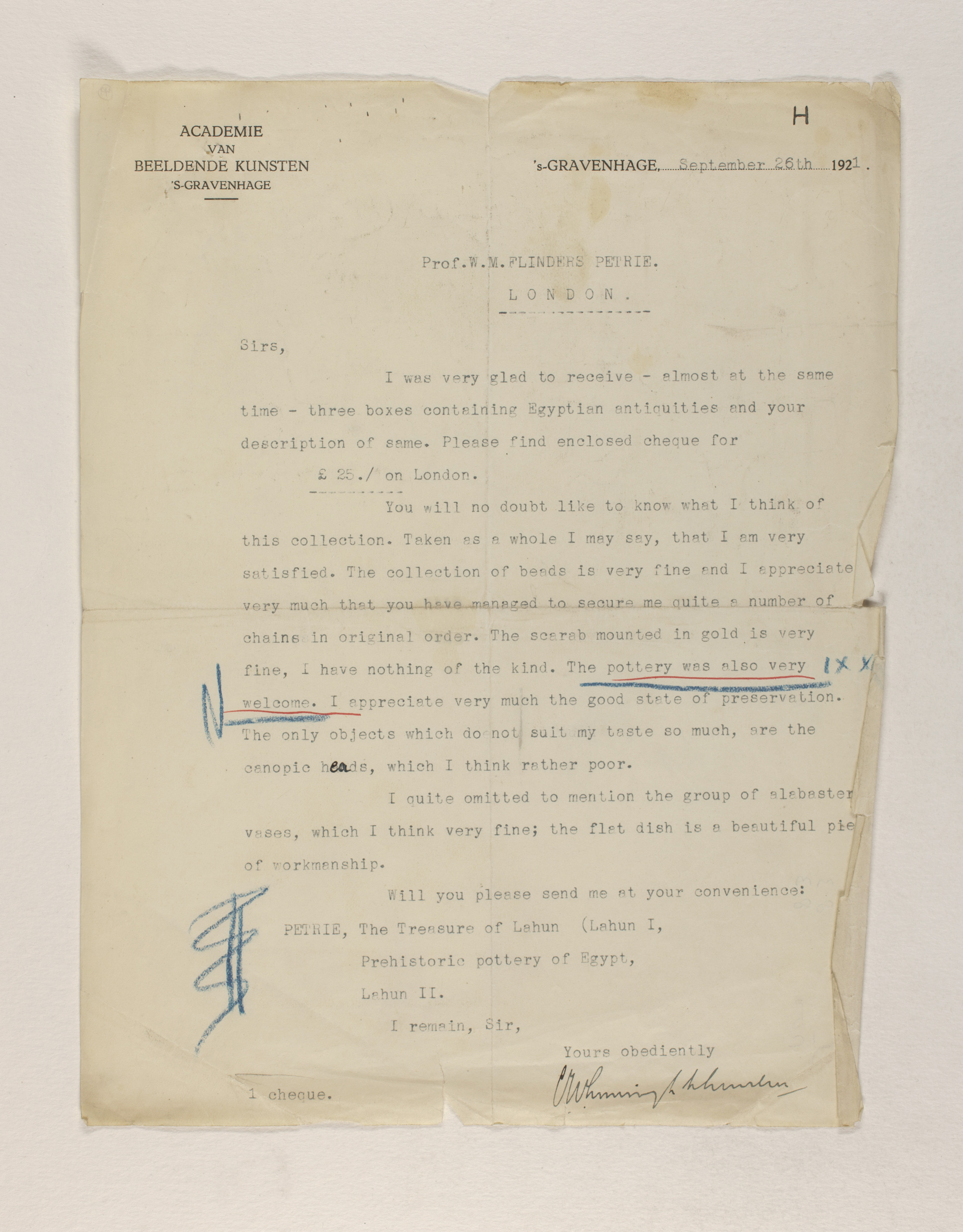 1919-21 Sedment, Lahun Correspondence PMA/WFP1/D/24/49.4