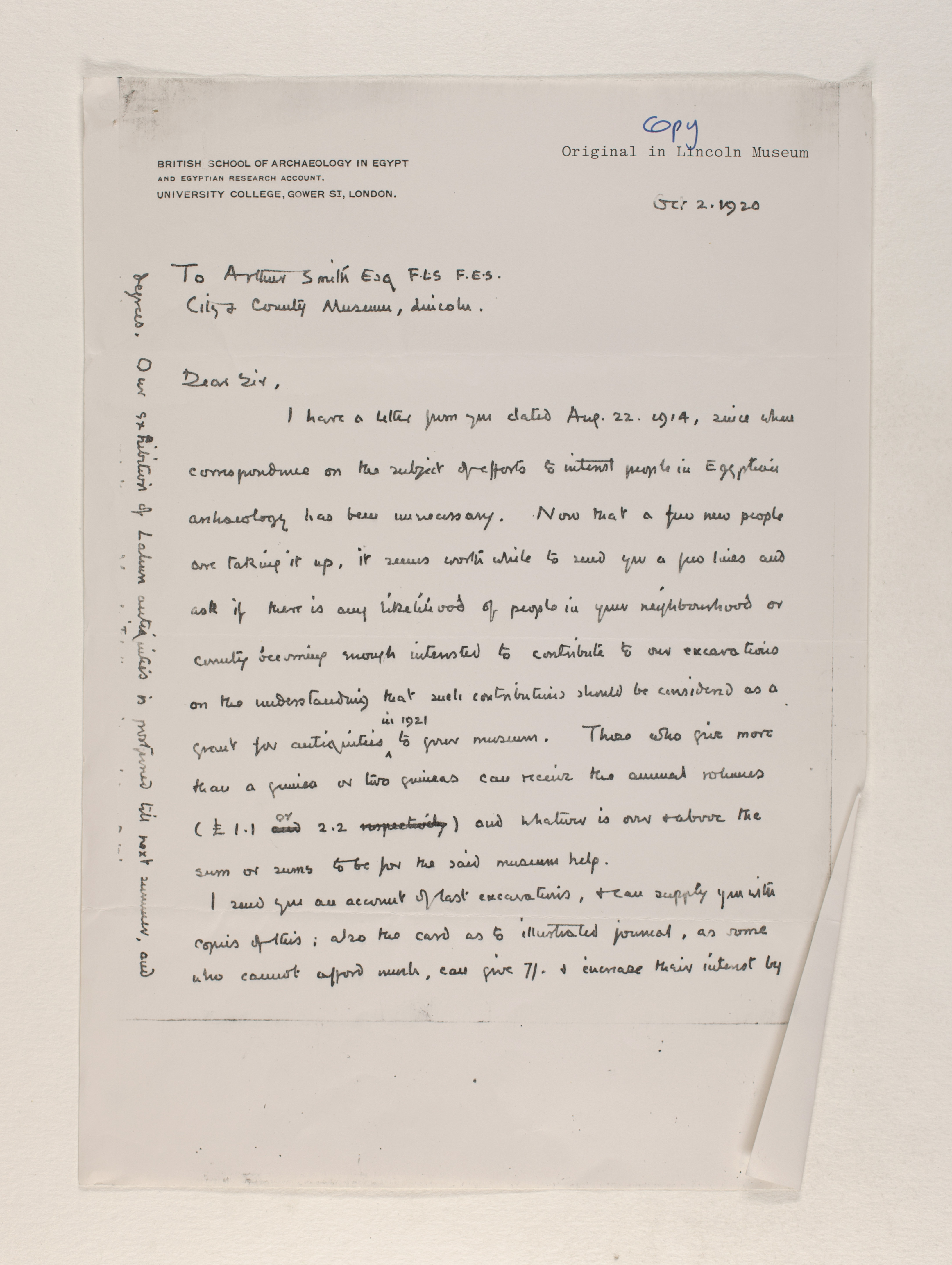 1919-21 Sedment, Lahun Correspondence PMA/WFP1/D/24/50