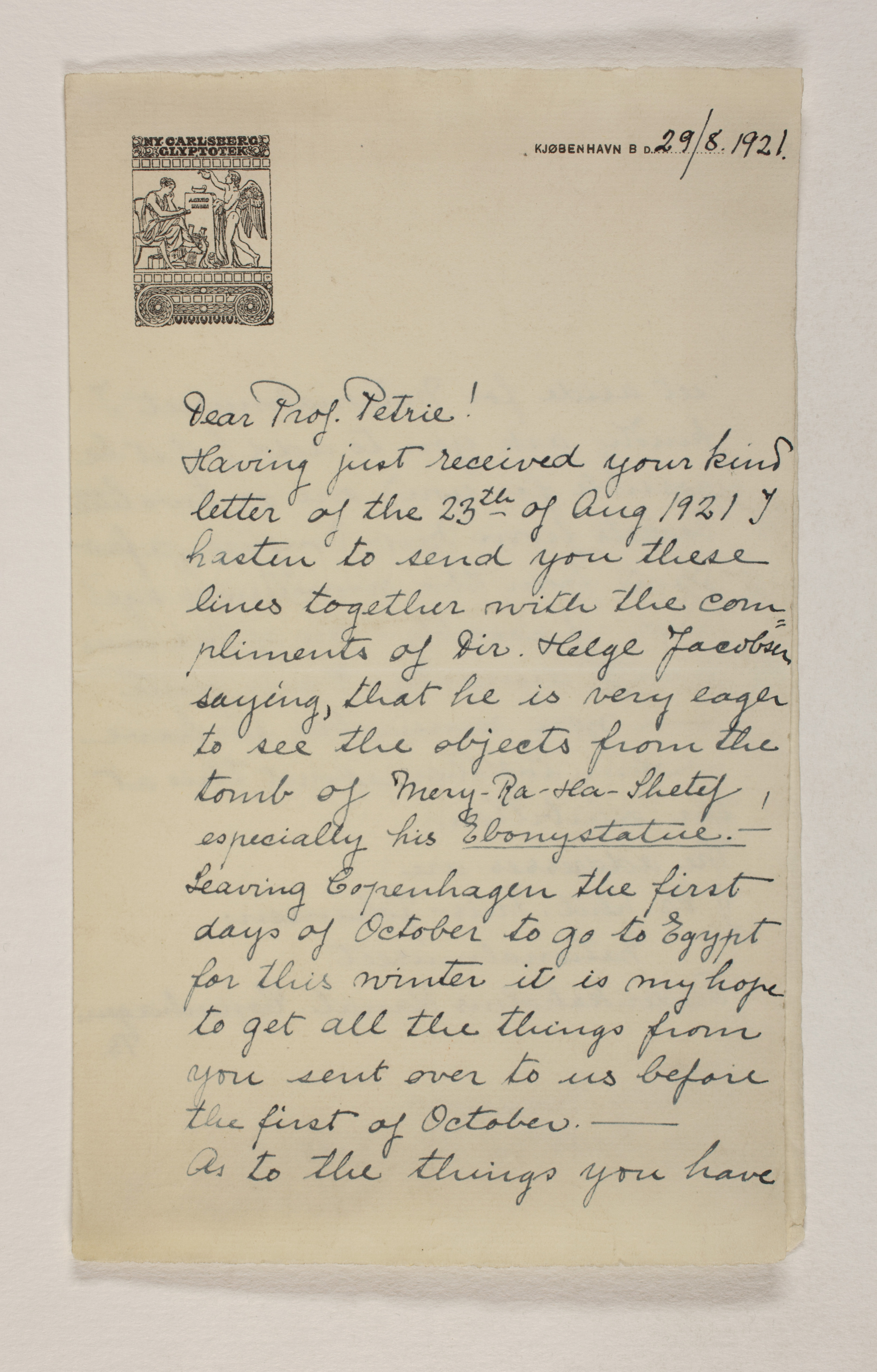1919-21 Sedment, Lahun Correspondence PMA/WFP1/D/24/53.1