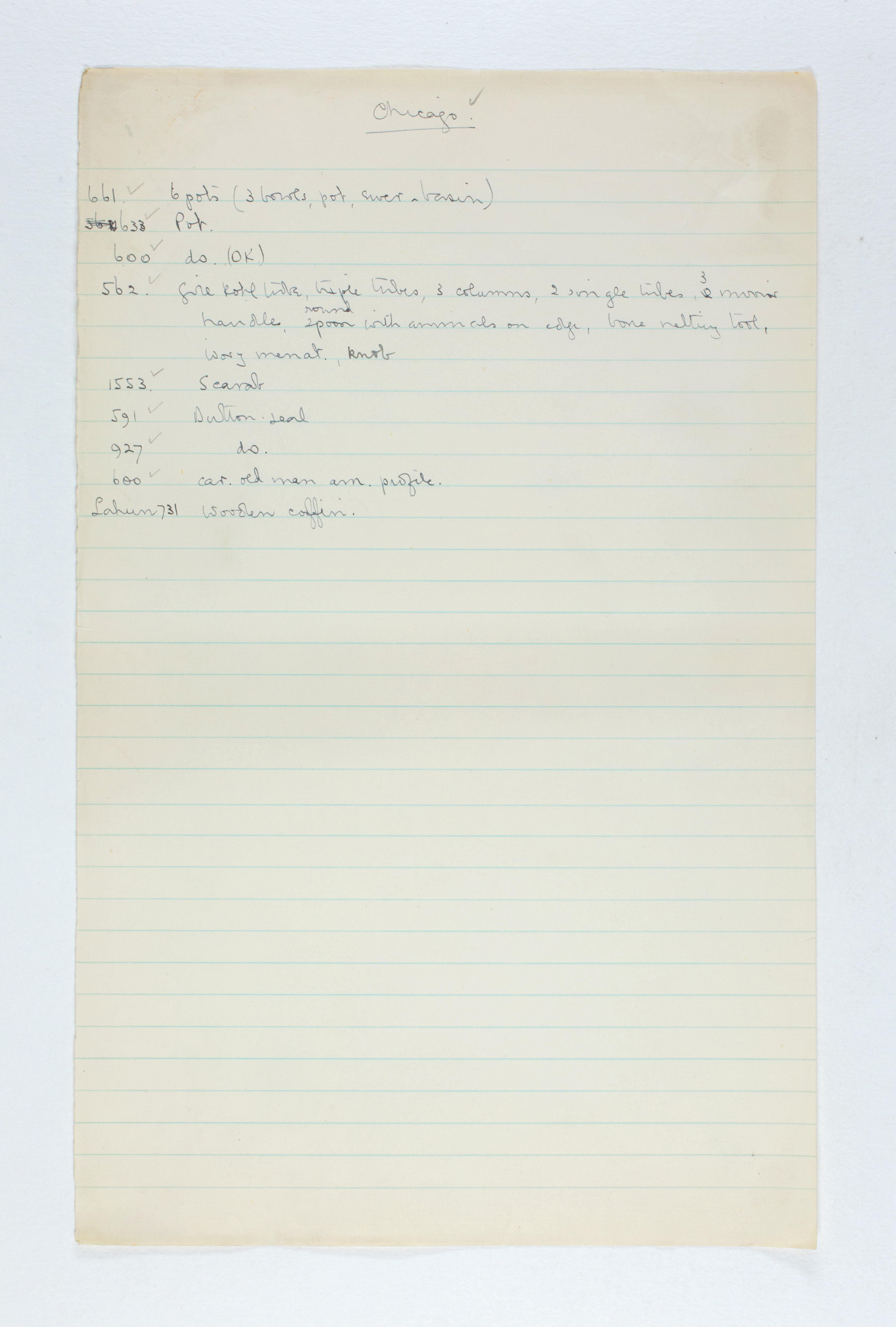 1922-23 Qau el-Kebir Individual institution list PMA/WFP1/D/26/11