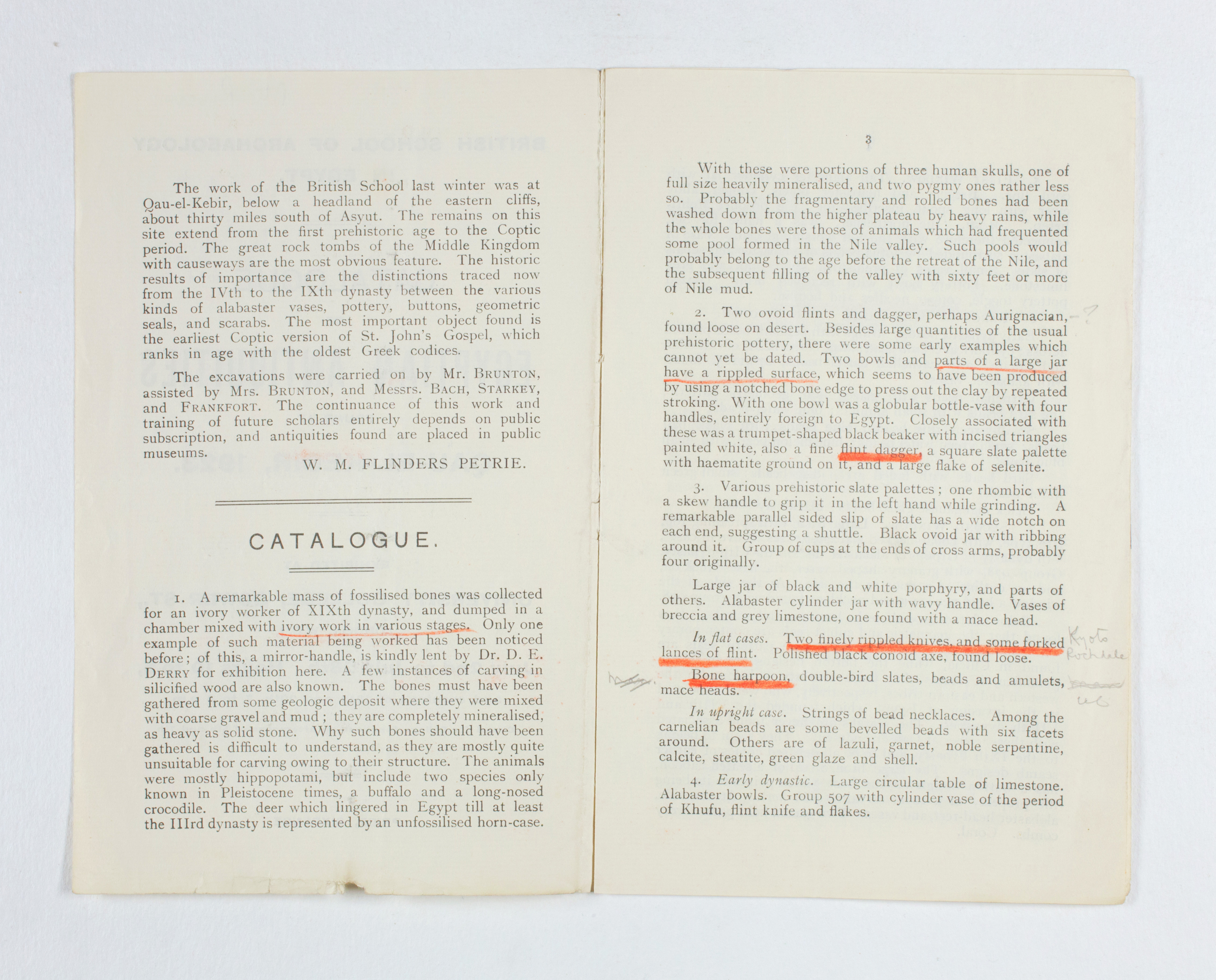 1922-23 Qau el-Kebir Exhibition catalogue PMA/WFP1/D/26/30.4