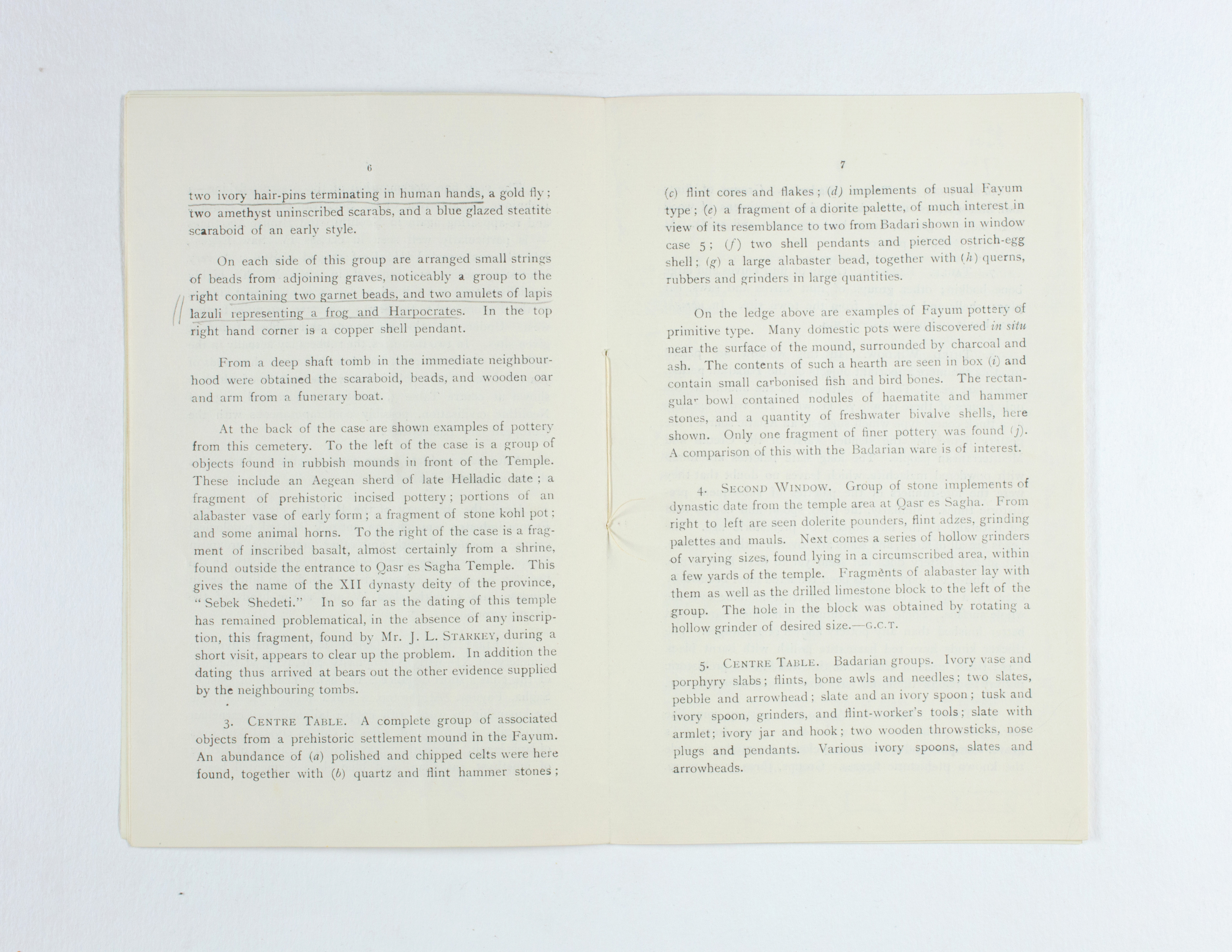 1924-25 Badari, Faiyum Exhibition catalogue PMA/WFP1/D/28/27.5