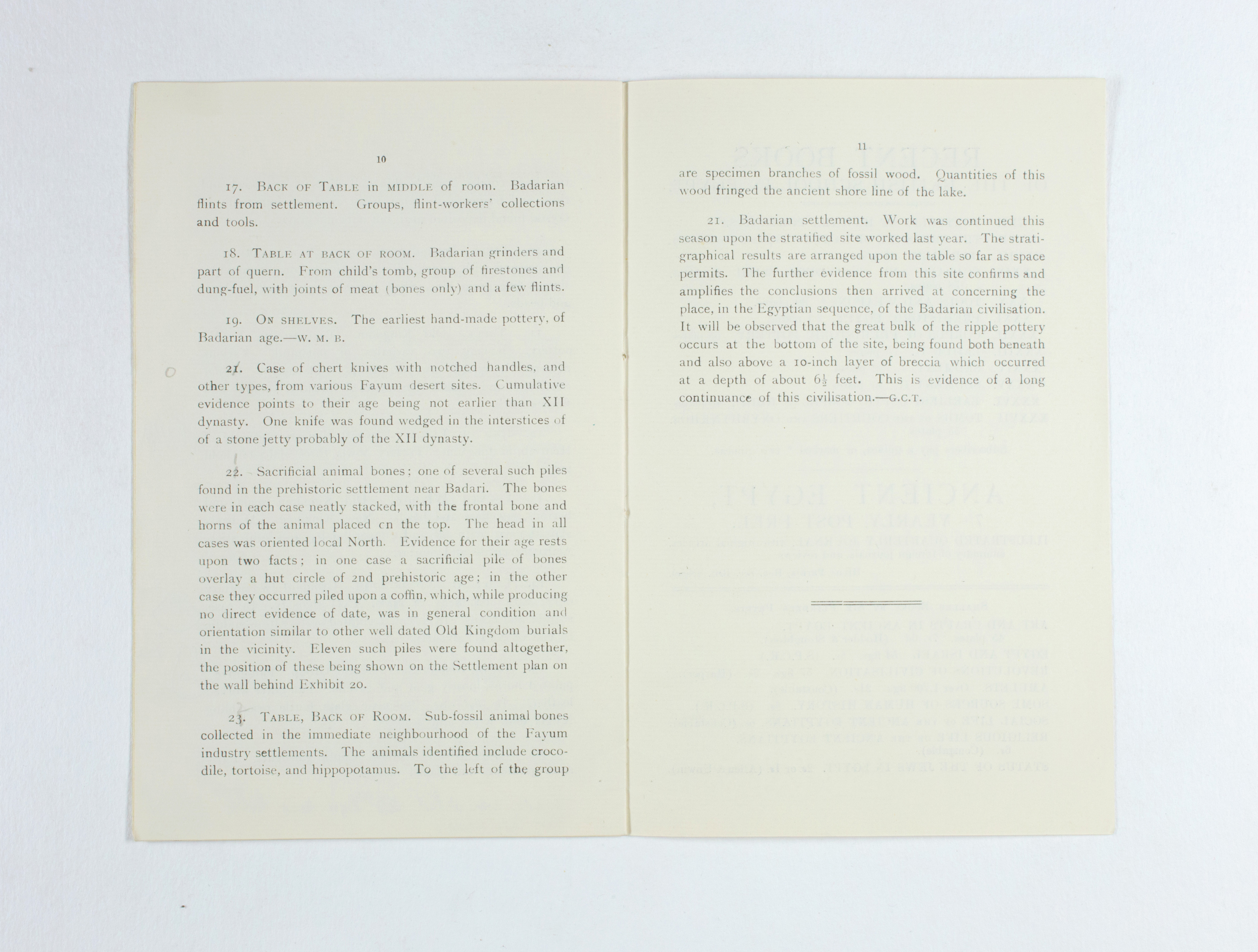 1924-25 Badari, Faiyum Exhibition catalogue PMA/WFP1/D/28/28.7