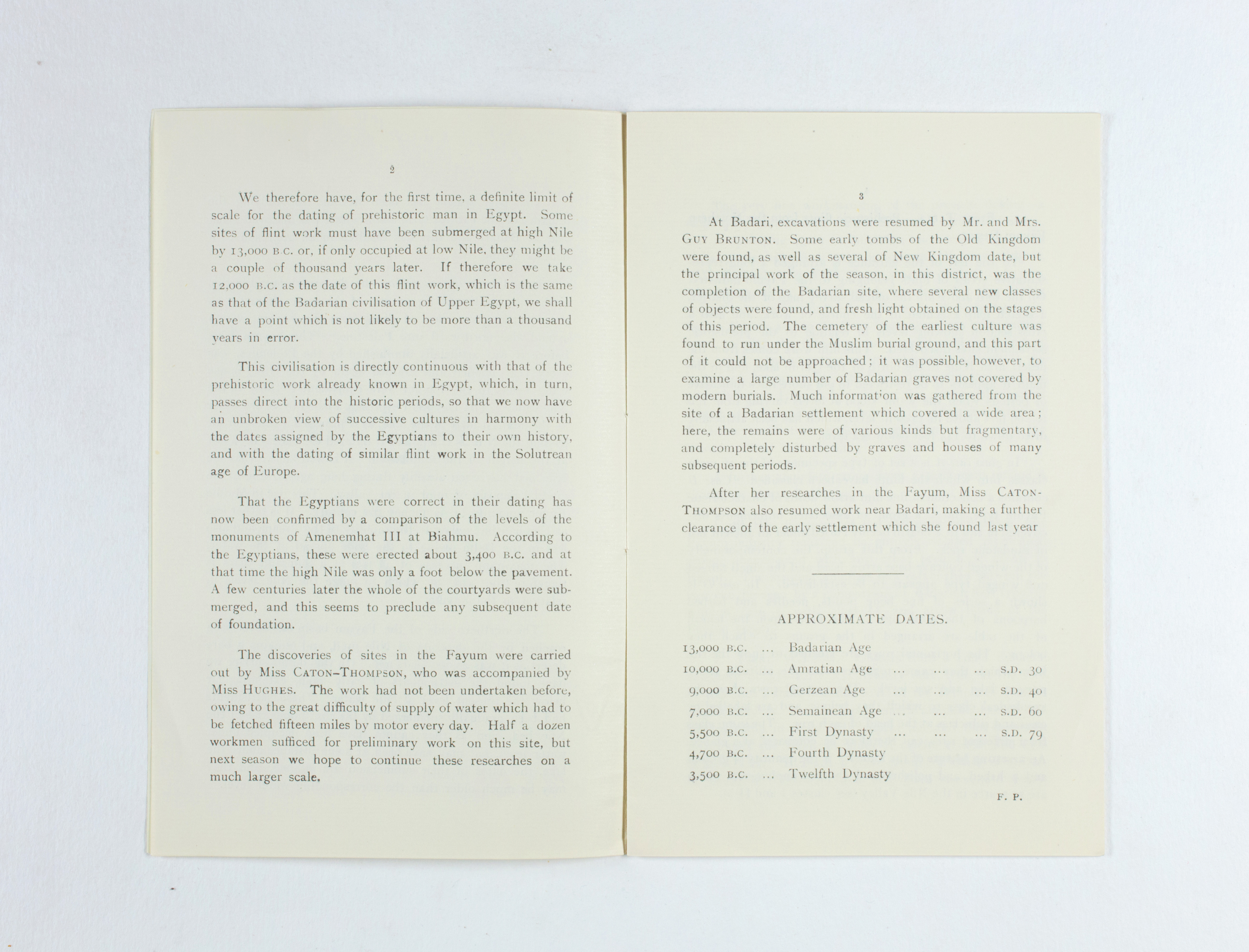 1924-25 Badari, Faiyum Exhibition catalogue PMA/WFP1/D/28/29.3