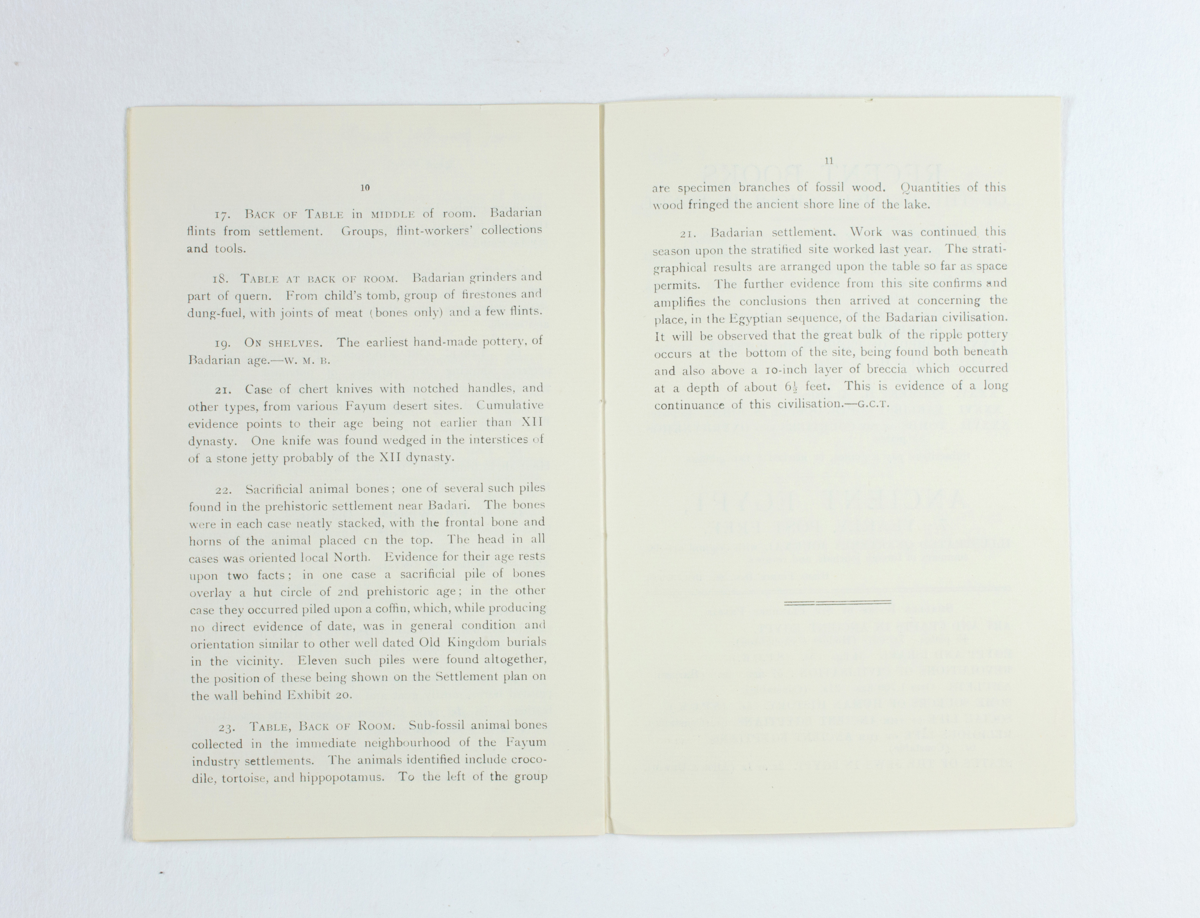 1924-25 Badari, Faiyum Exhibition catalogue PMA/WFP1/D/28/29.7