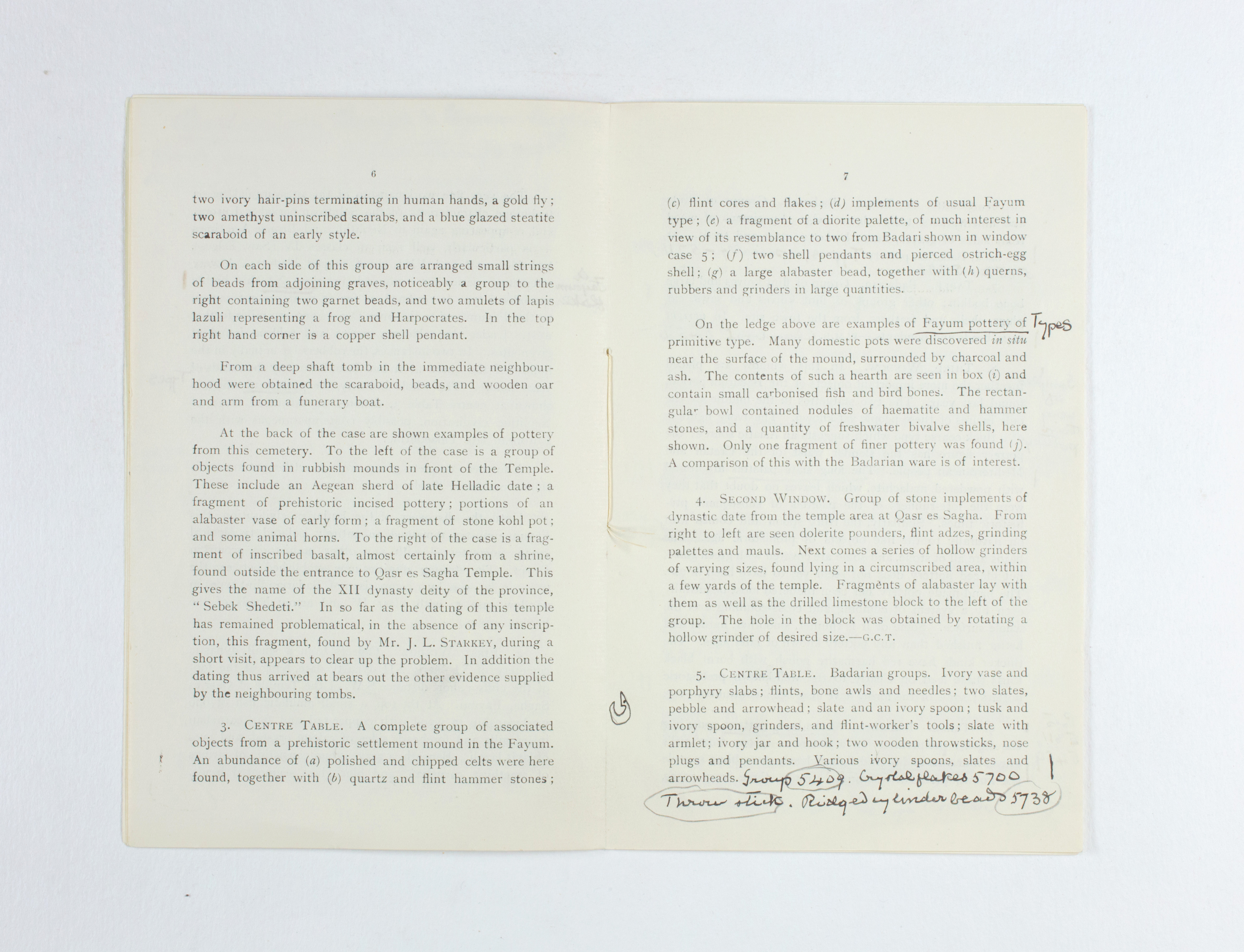 1924-25 Badari, Faiyum Exhibition catalogue PMA/WFP1/D/28/31.5