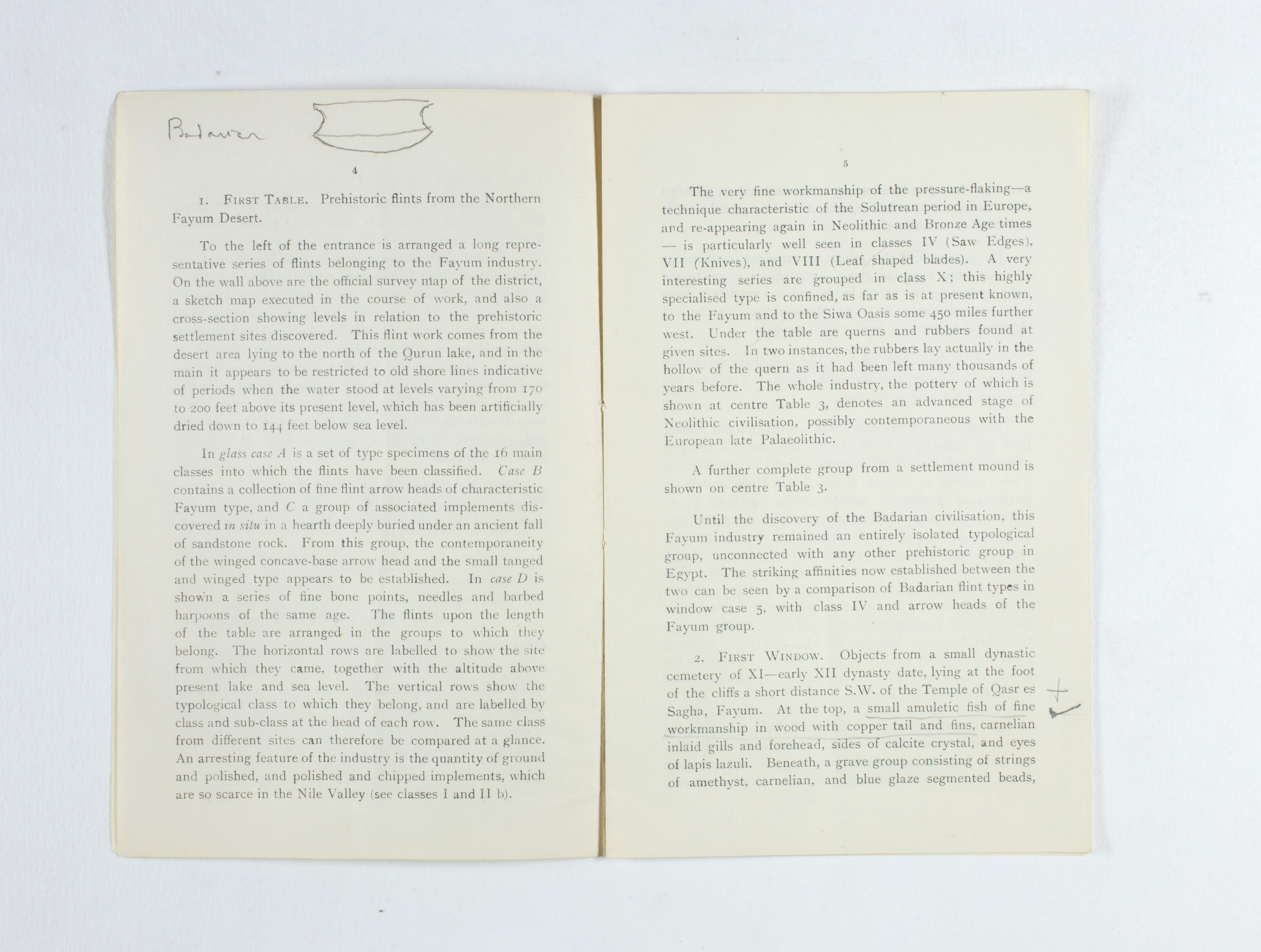 1924-25 Badari, Faiyum Exhibition catalogue PMA/WFP1/D/28/33.6