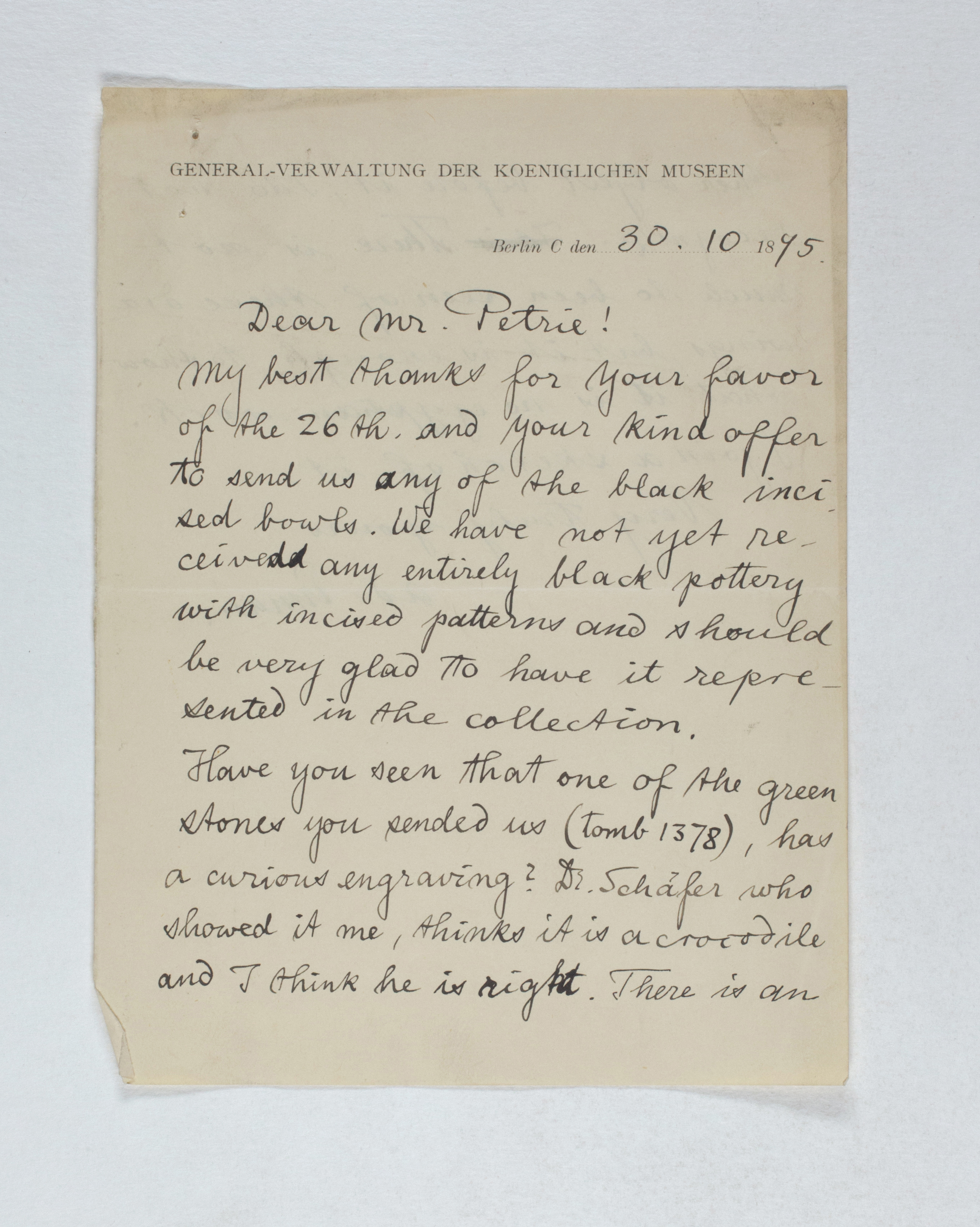 Naqada 1894-1895, Correspondence, PMA/WFP1/D/3/4.1