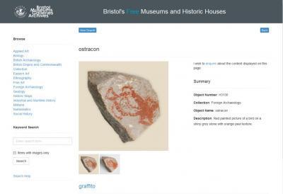 Bristol Museum's online catalogue entry for the ostracon from the EES