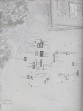 Petrie's (1898) map of Denderah cemetery superimposed on modern-day googlemap